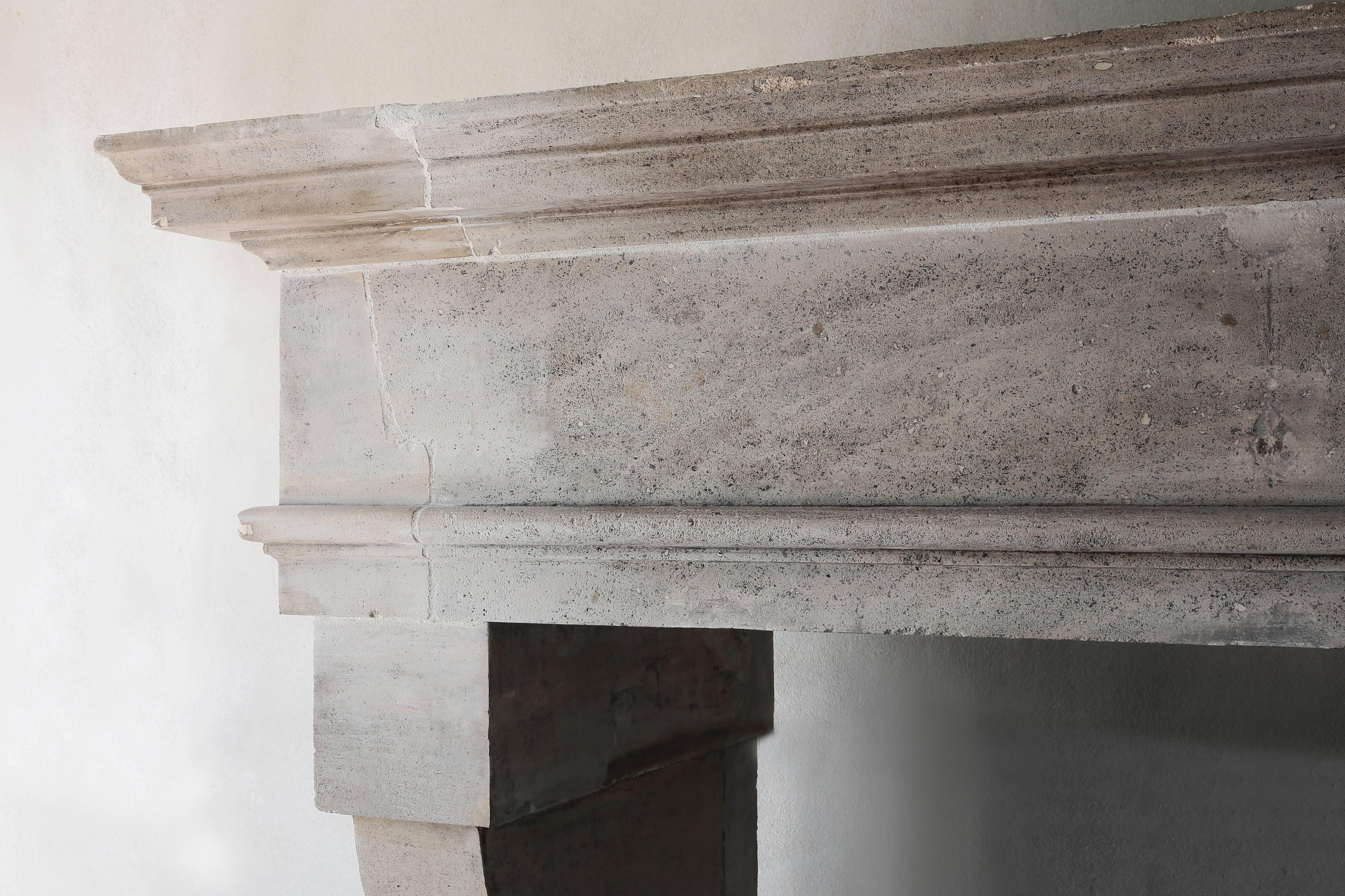 Limestone Big Antique Castle Fireplace from Louis XIII