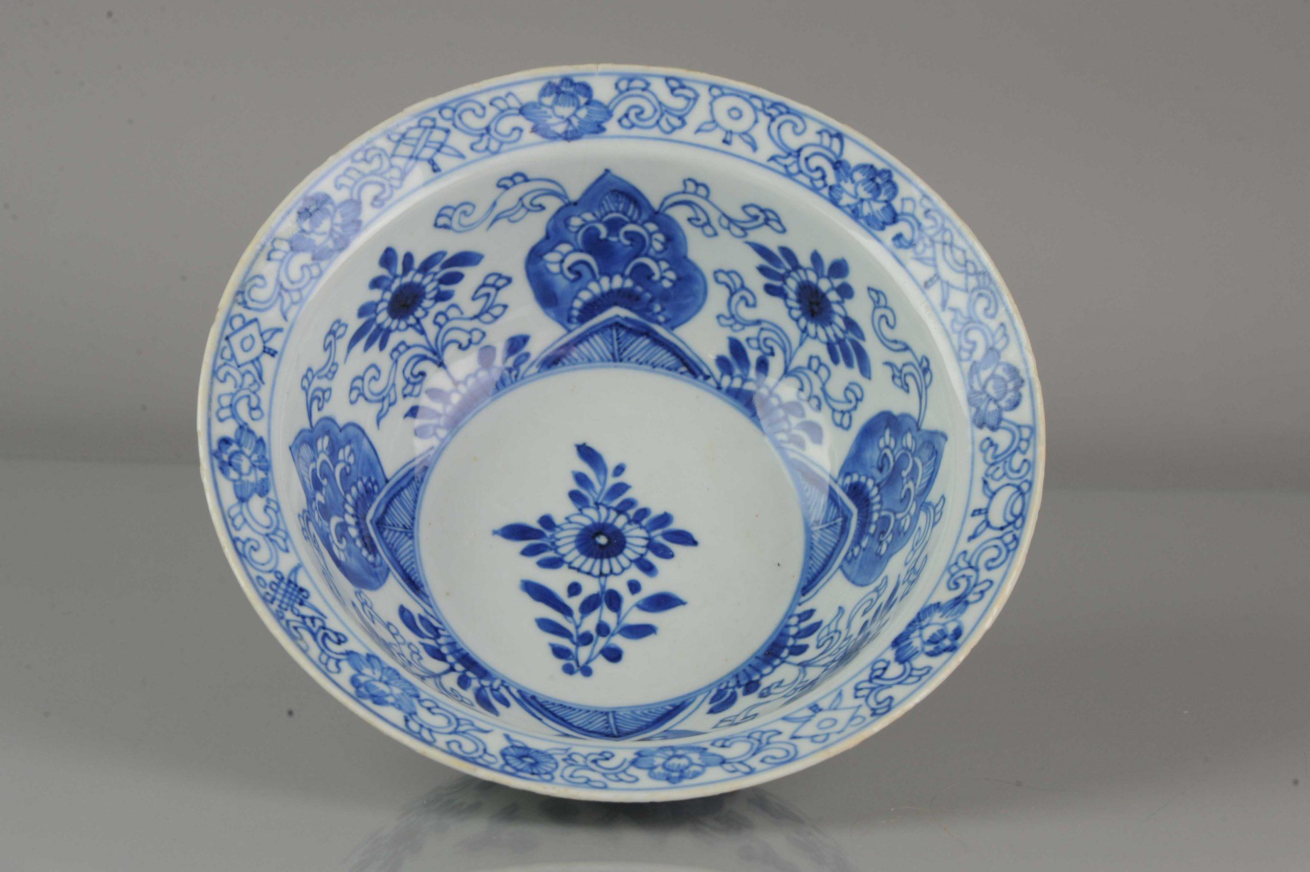 Big Antique Chinese Arabic Style Klapmuts Blue White China Dish 5