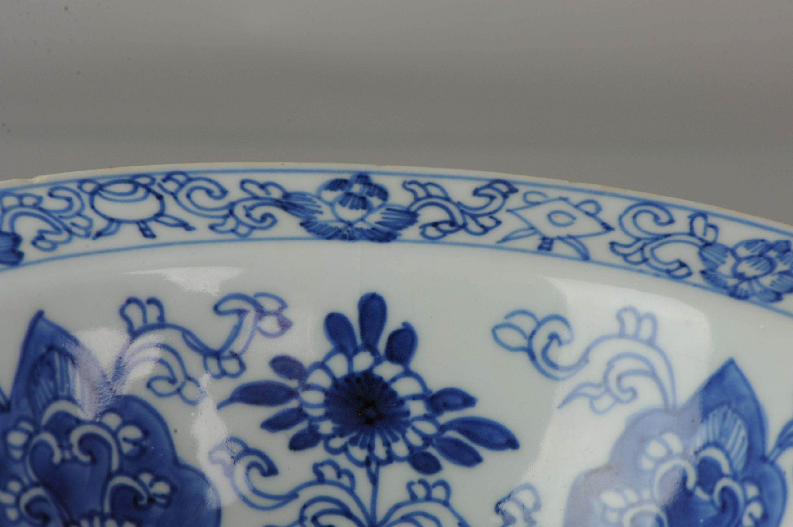 Big Antique Chinese Arabic Style Klapmuts Blue White China Dish 13
