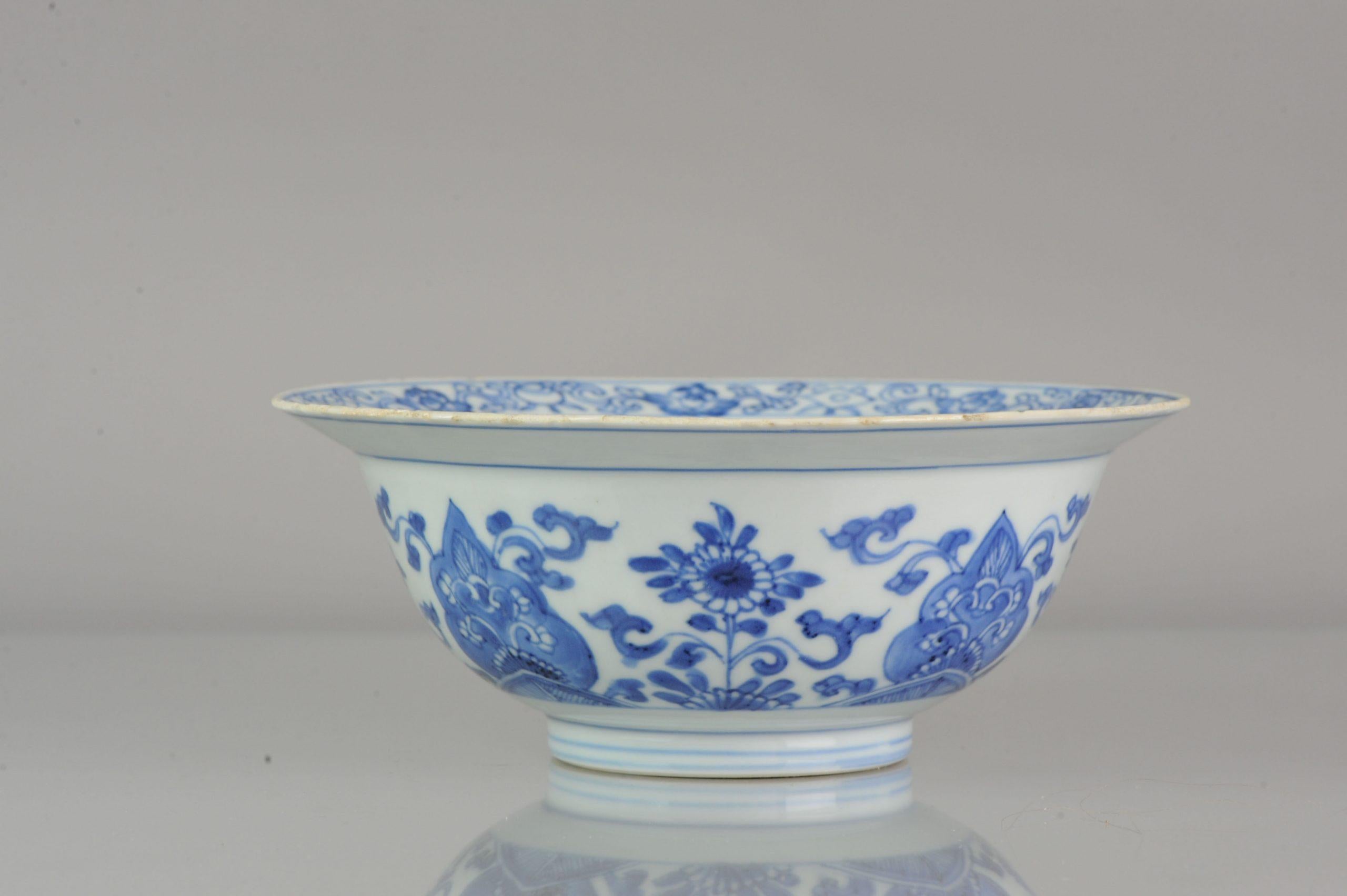 18th Century Big Antique Chinese Arabic Style Klapmuts Blue White China Dish