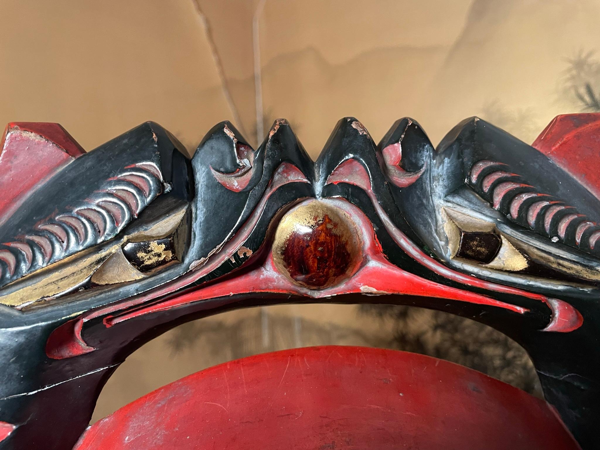 Große antike japanische Zen- Tempel- Chanting-Glocke, echtes handgeschnitztes Mokuygo (19. Jahrhundert) im Angebot