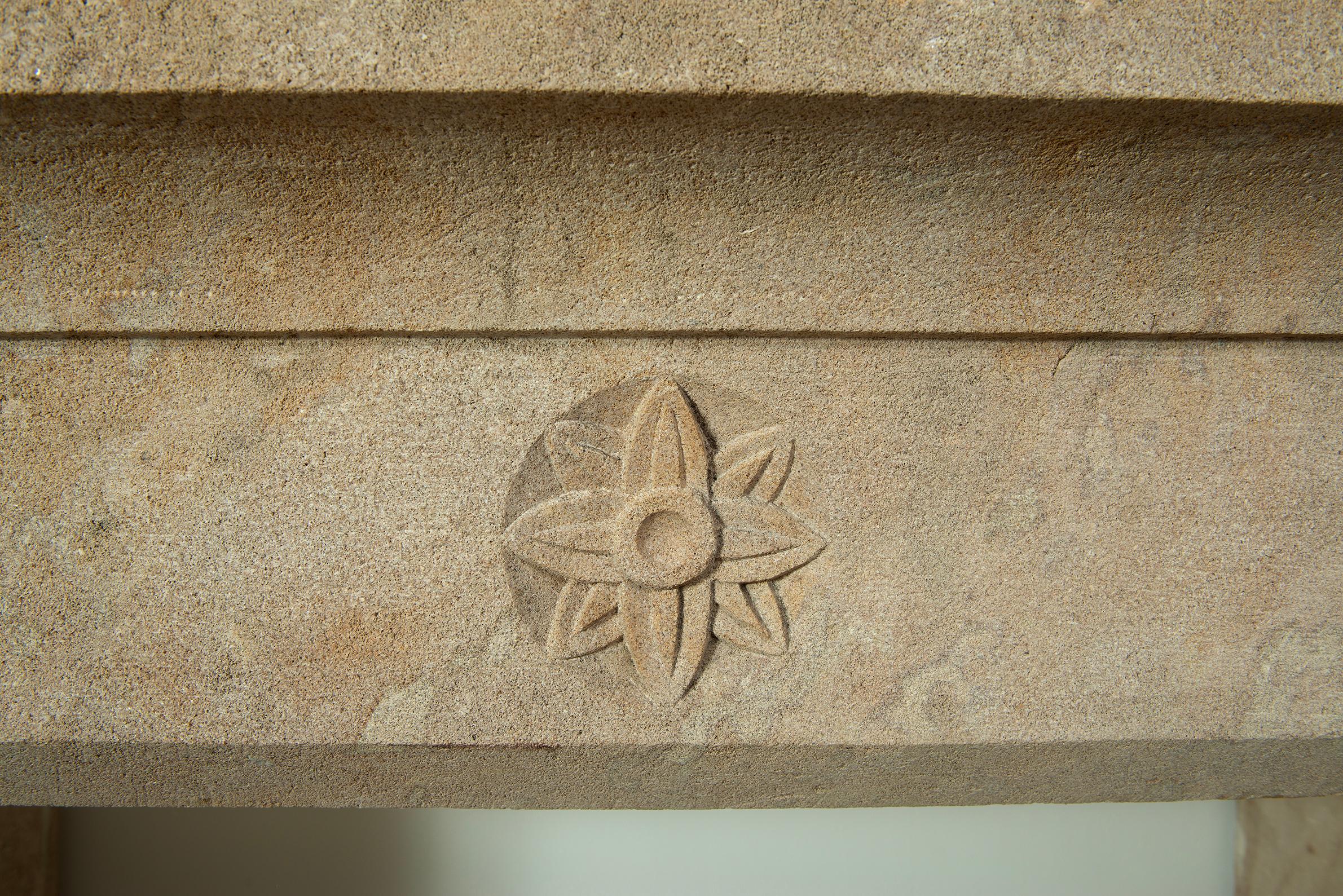 Big Antique Limestone Fireplace Mantel For Sale 4