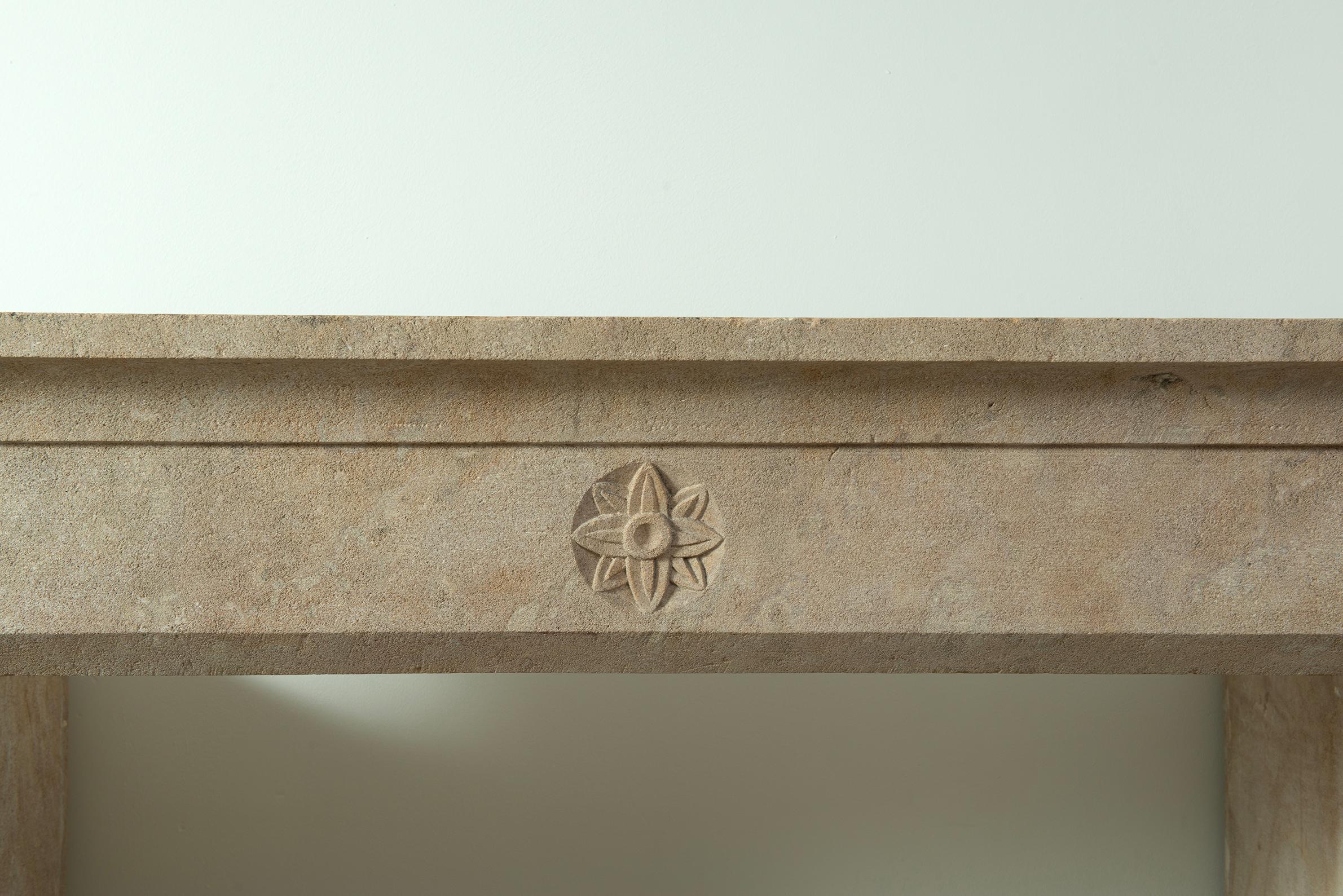 Big Antique Limestone Fireplace Mantel For Sale 7