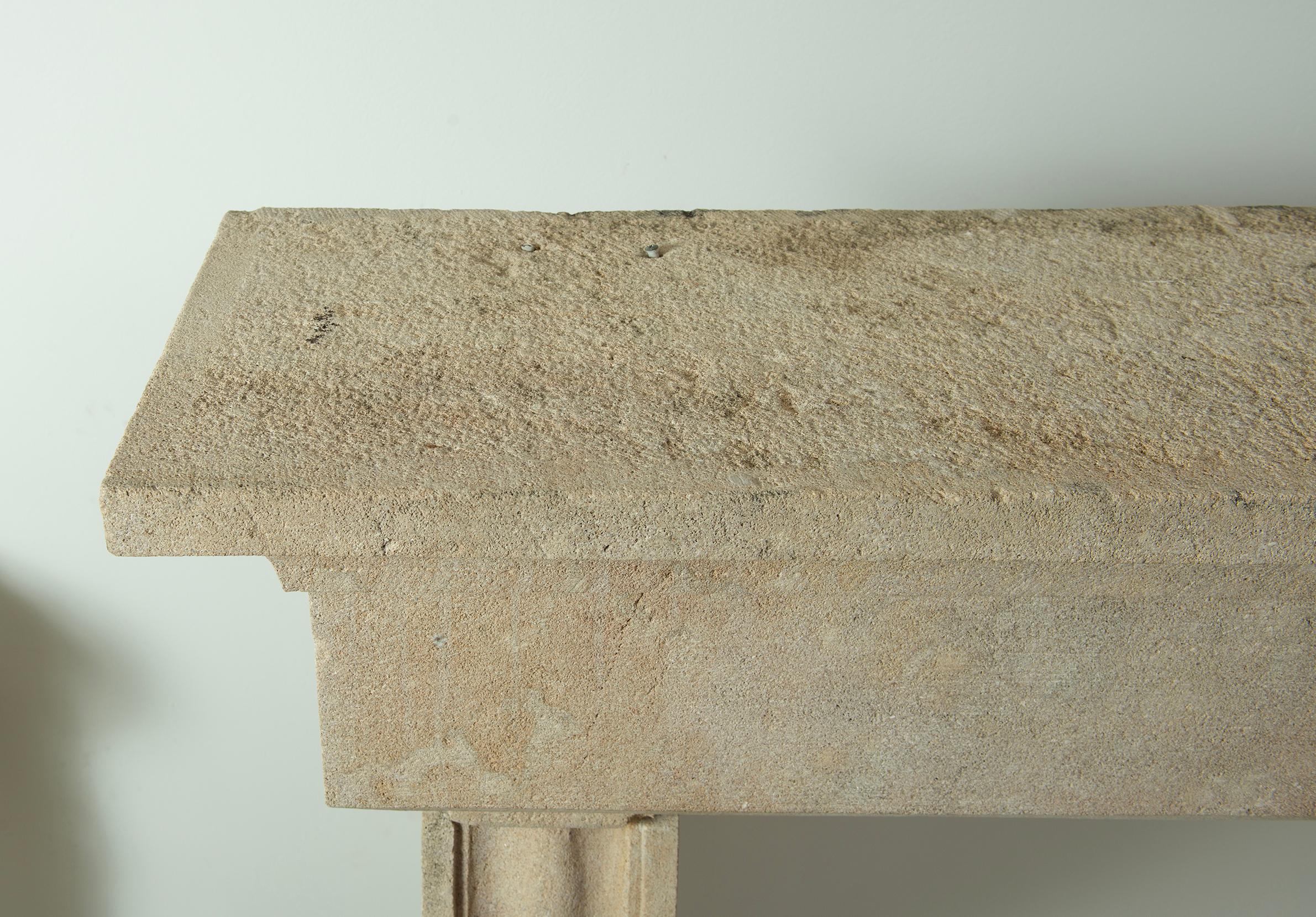 Big Antique Limestone Fireplace Mantel For Sale 10