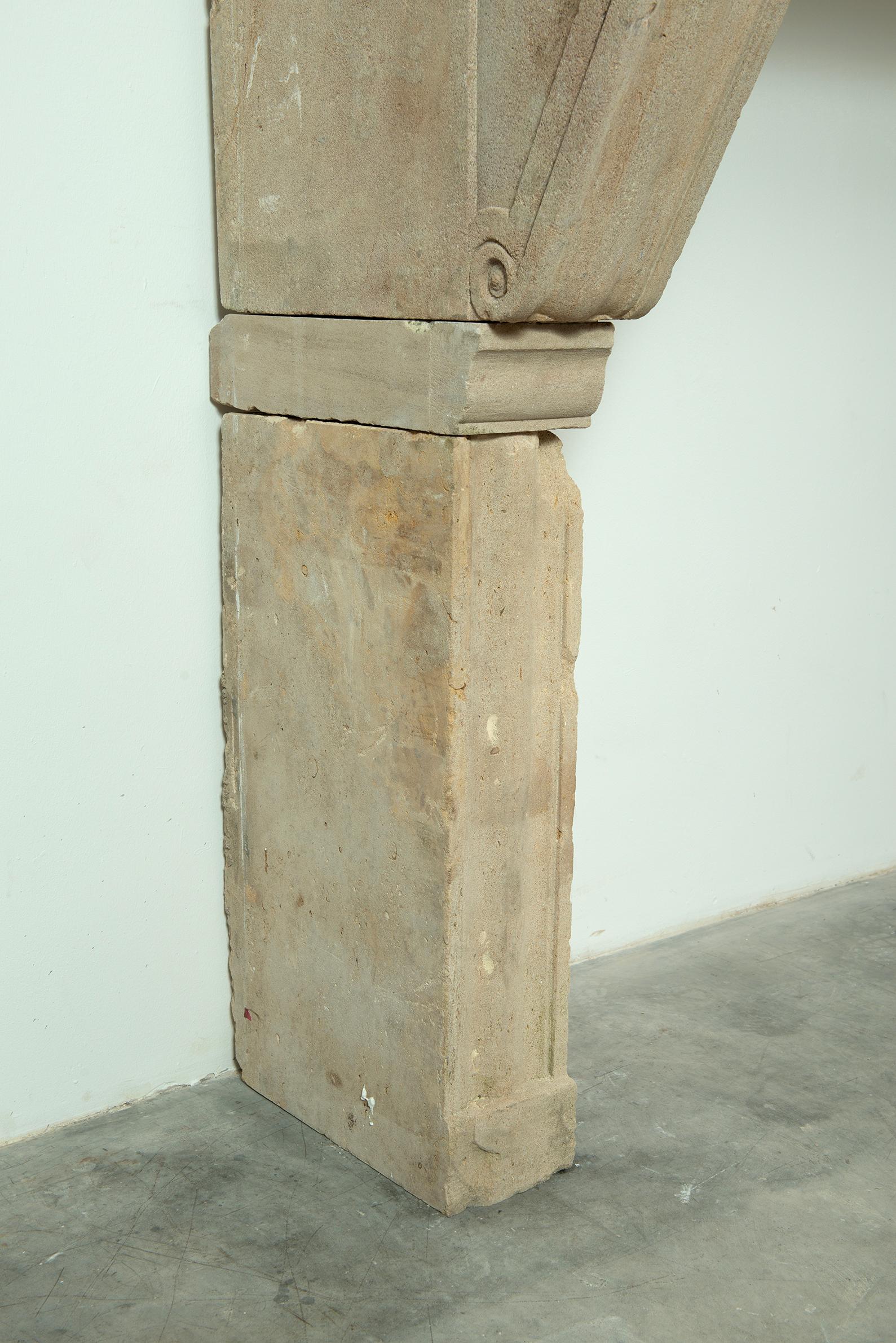 Big Antique Limestone Fireplace Mantel For Sale 2
