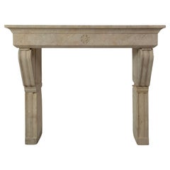 Big Antique Limestone Fireplace Mantel