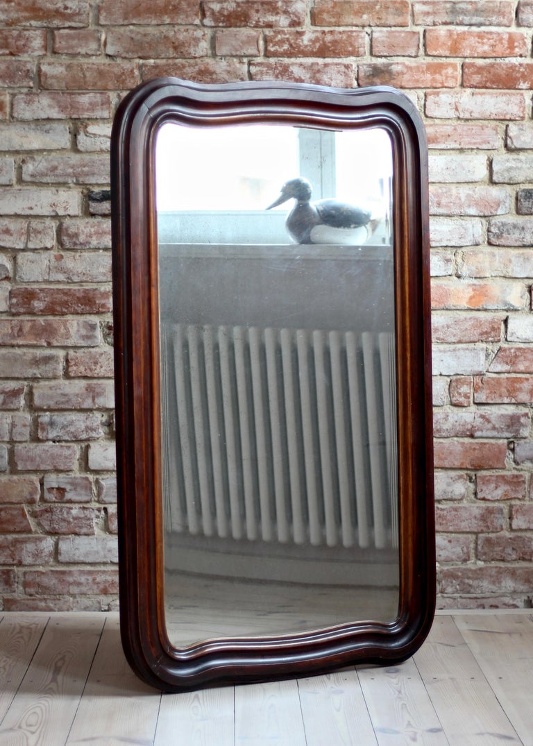 Big Antique Mirror in Wooden Frame, circa Early 20th Century For Sale