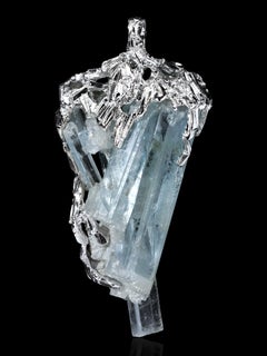 Alexey Gabilo Aquamarine Crystals Silver Necklace Raw Uncut Gem Natural Blue