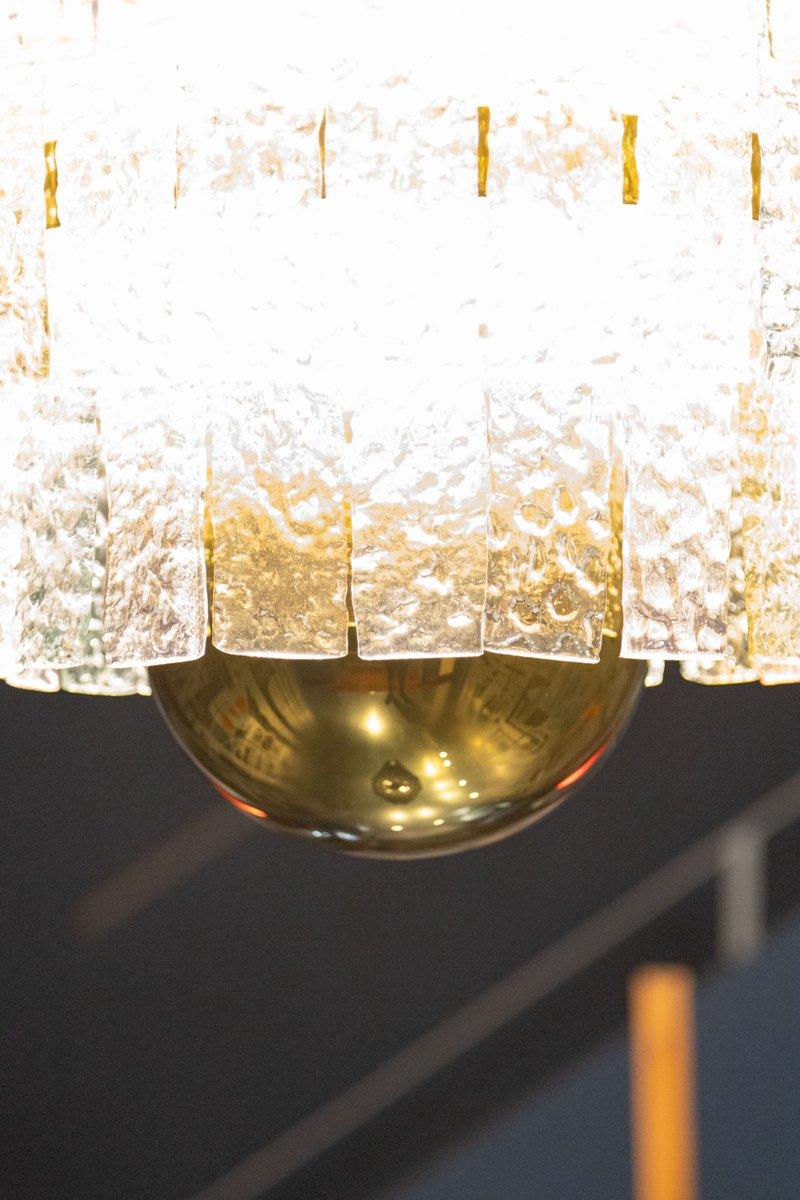 Brass Big Arredoluce with Venini color glass chandelier '60s For Sale