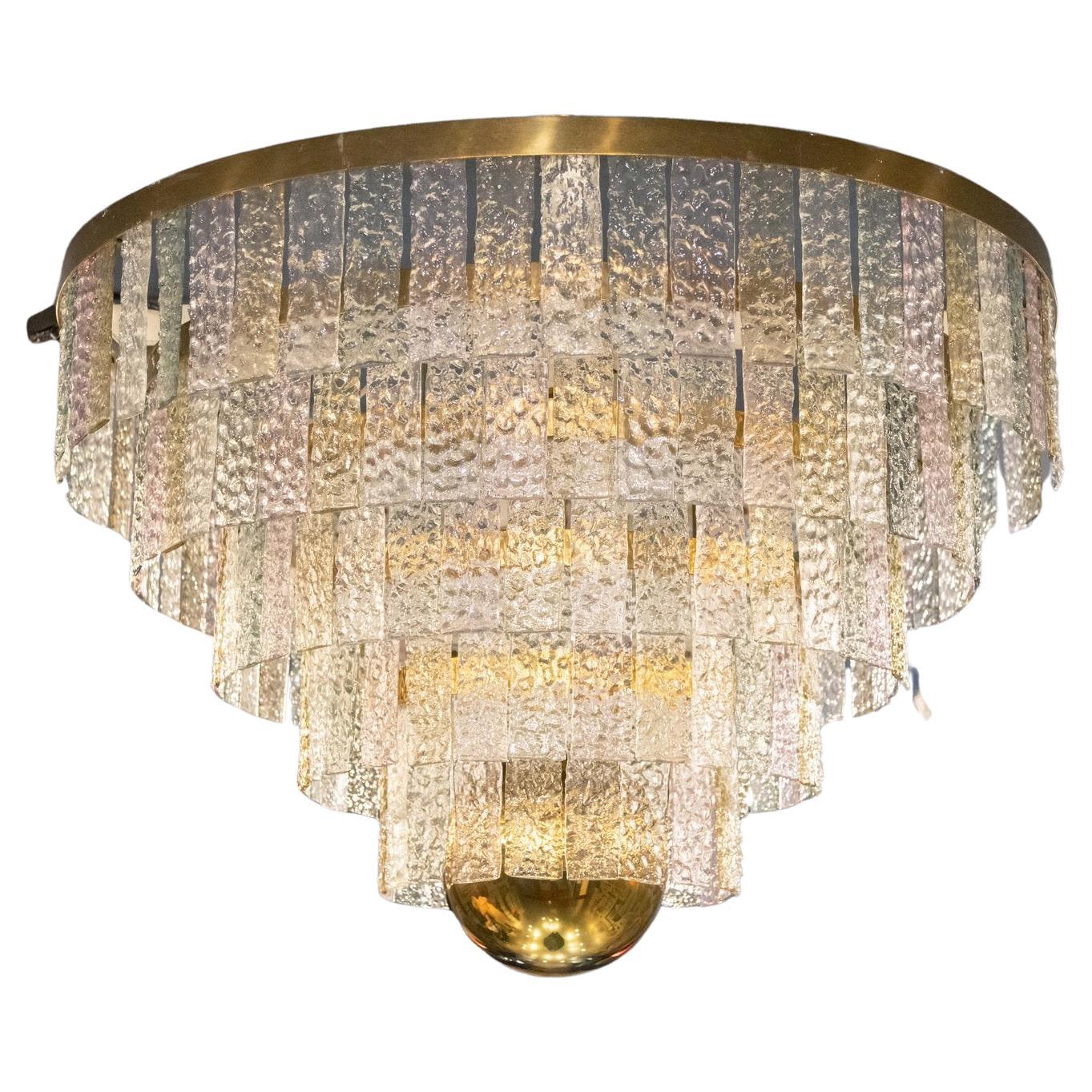 Big Arredoluce with Venini color glass chandelier '60s For Sale