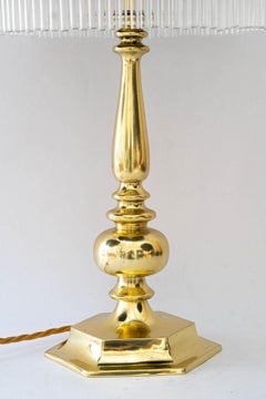 Big Art deco brass table lamp with opaline glass stones vienna around 1920s