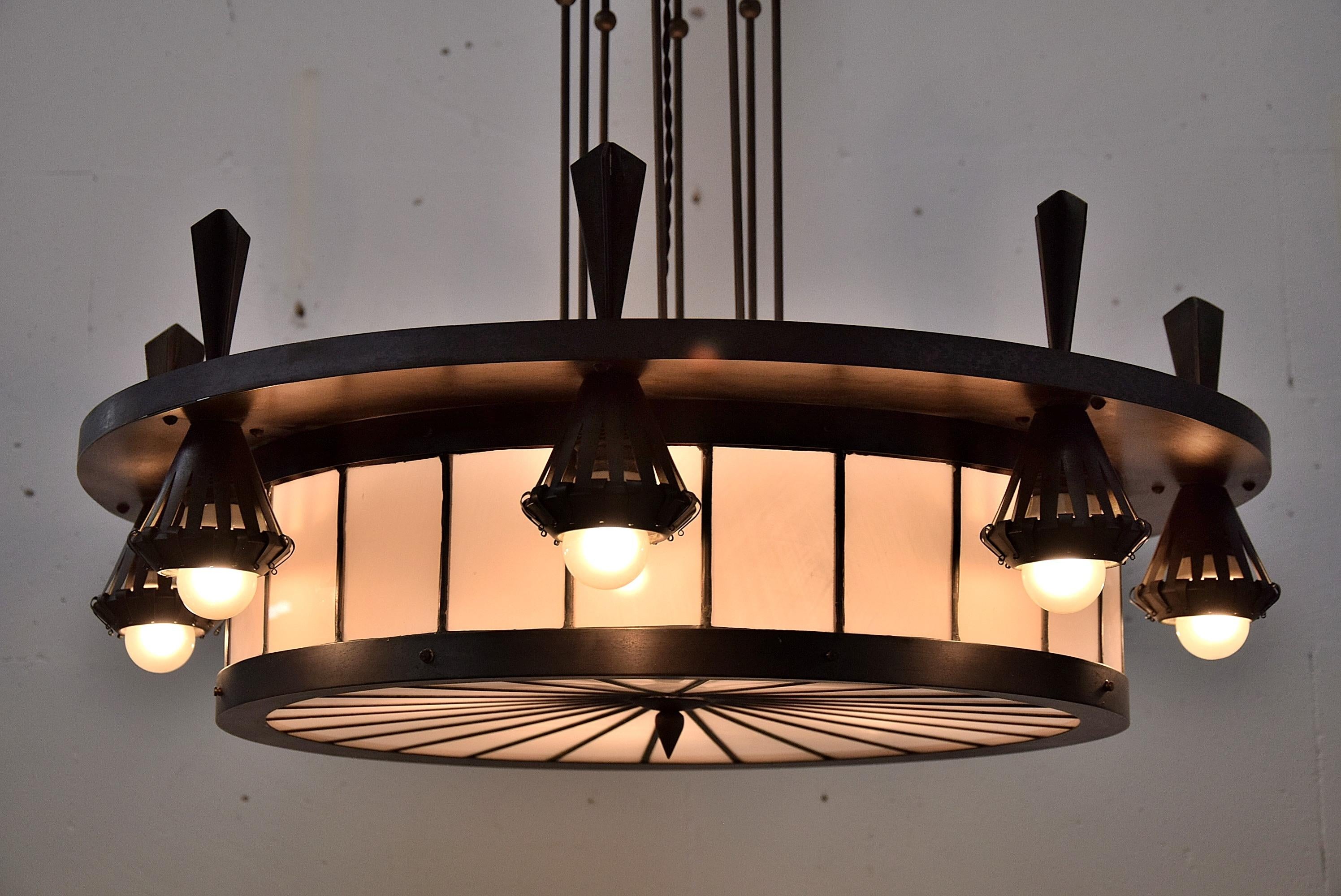 Néerlandais Grand lustre Art déco de Winkelman et van der Bijl Amsterdam en vente