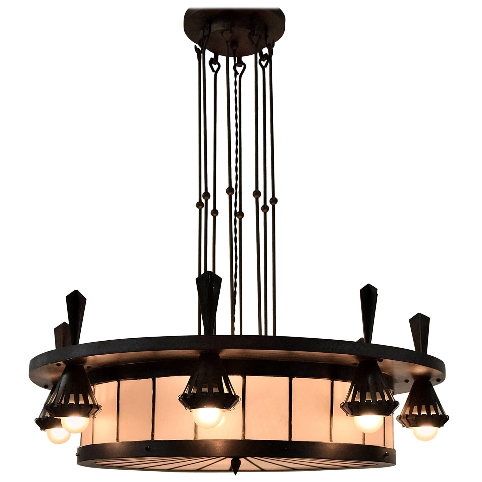 Big Art Deco Chandelier by Winkelman and van der Bijl Amsterdam For Sale