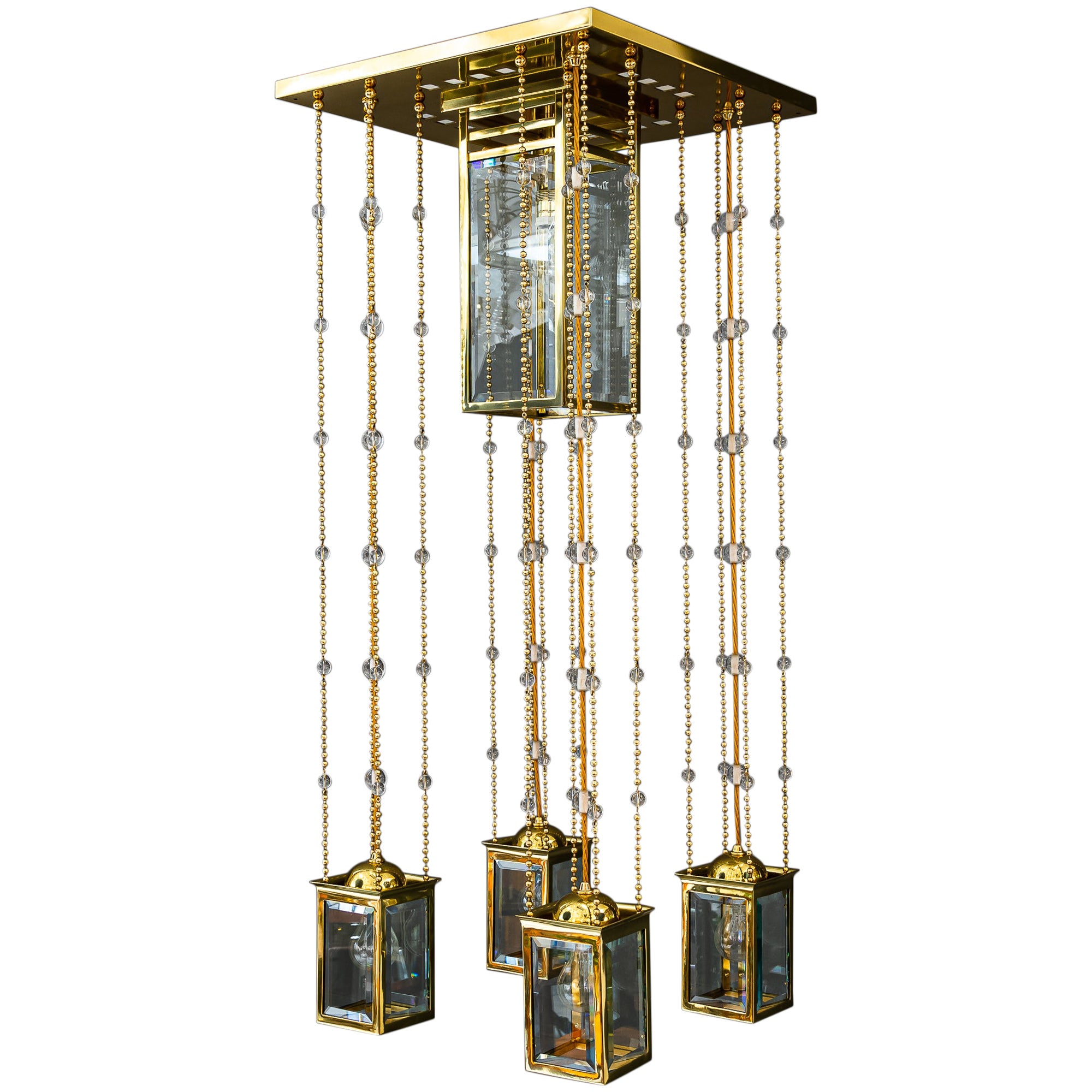 Grande lampadario Art Deco Vienna intorno agli anni '20