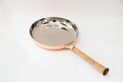 Big art deco copper pan with wood handle vienna around 1920s