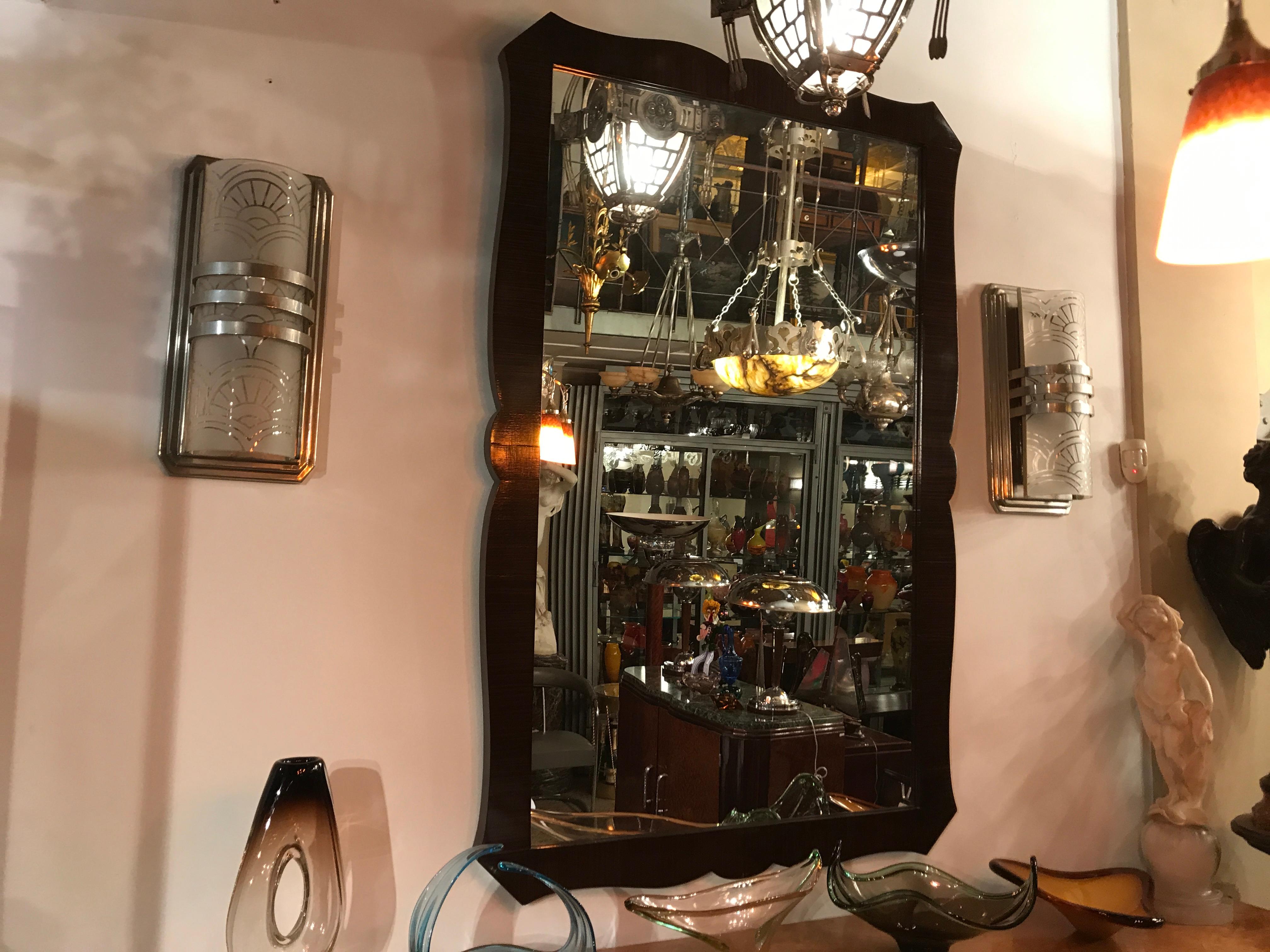 Big Art Deco France Mirror in Wood, Year: 1925 For Sale 2