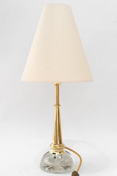 Big Art Deco glass/brass table lamp with fabric shade vienna around 1920s