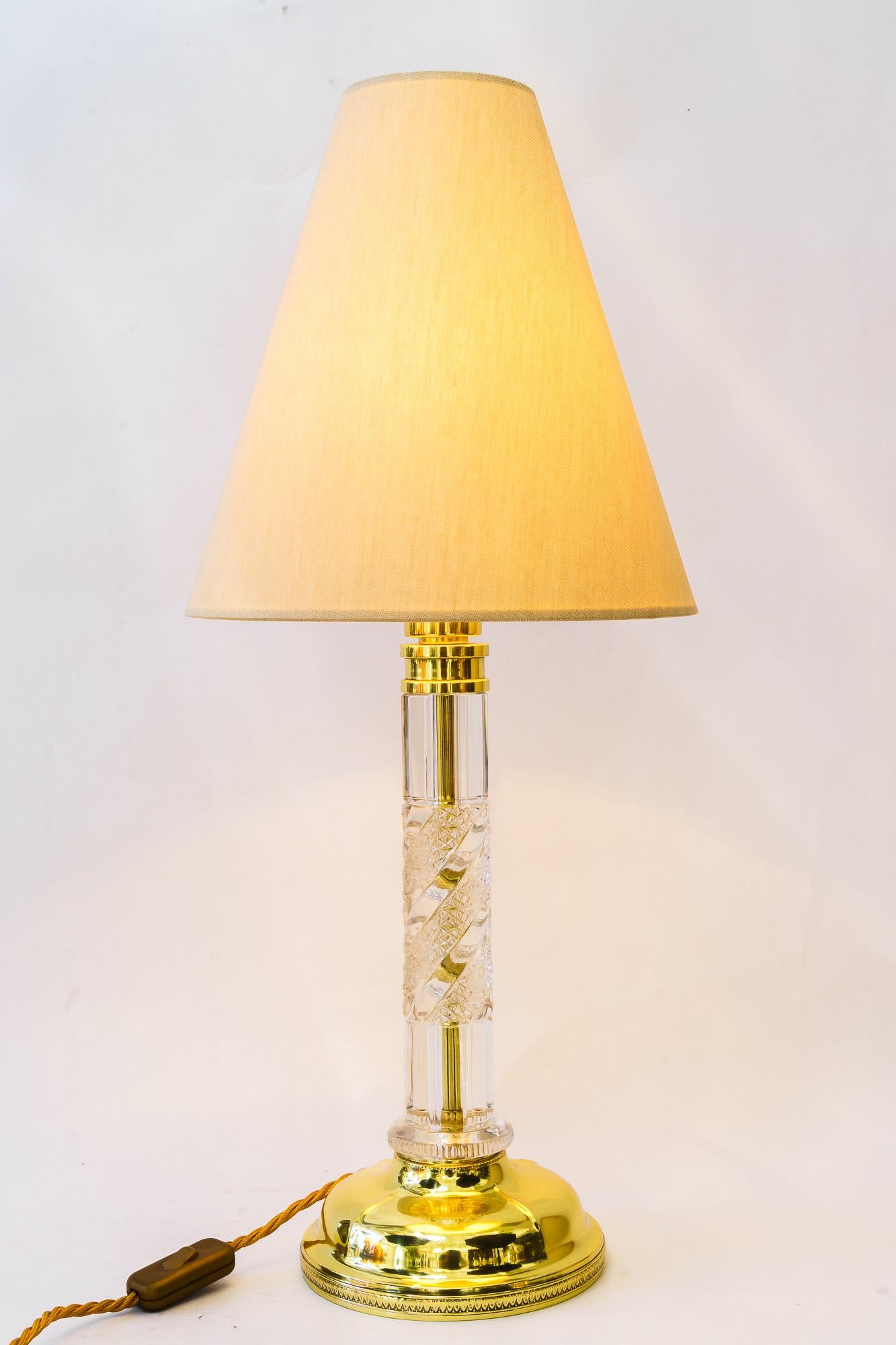 Große Art Deco Glasstab Tischlampe mit Stoffschirm Wien um 1920er Jahre im Angebot 5