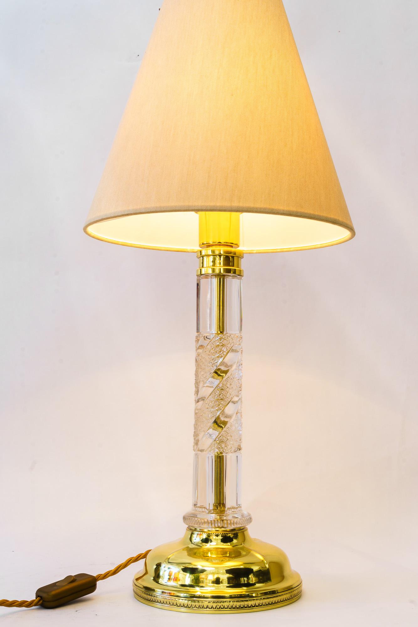 Große Art Deco Glasstab Tischlampe mit Stoffschirm Wien um 1920er Jahre im Angebot 6