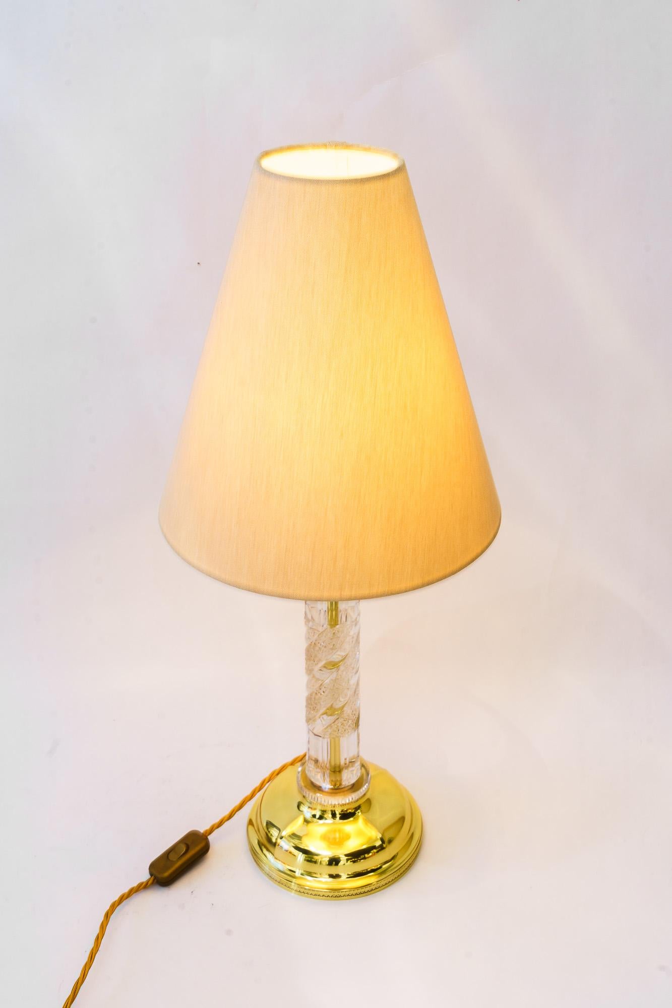 Große Art Deco Glasstab Tischlampe mit Stoffschirm Wien um 1920er Jahre im Angebot 7