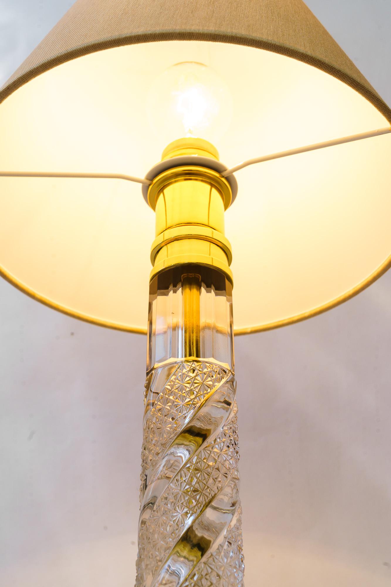 Große Art Deco Glasstab Tischlampe mit Stoffschirm Wien um 1920er Jahre im Angebot 8