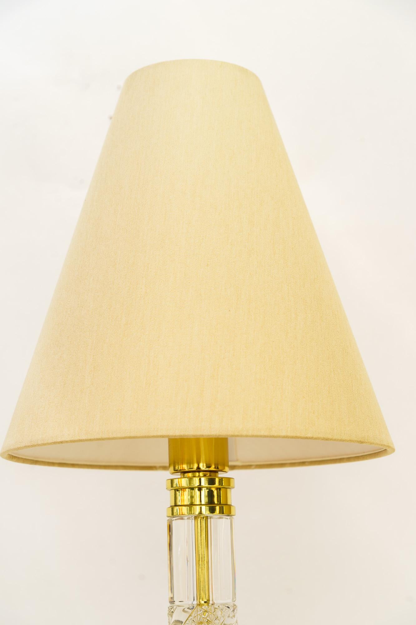 Große Art Deco Glasstab Tischlampe mit Stoffschirm Wien um 1920er Jahre im Angebot 1