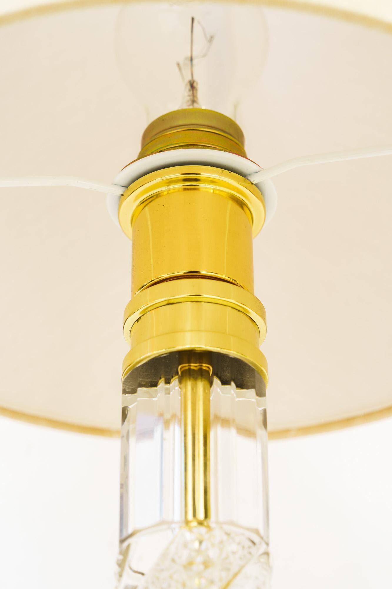 Große Art Deco Glasstab Tischlampe mit Stoffschirm Wien um 1920er Jahre im Angebot 2