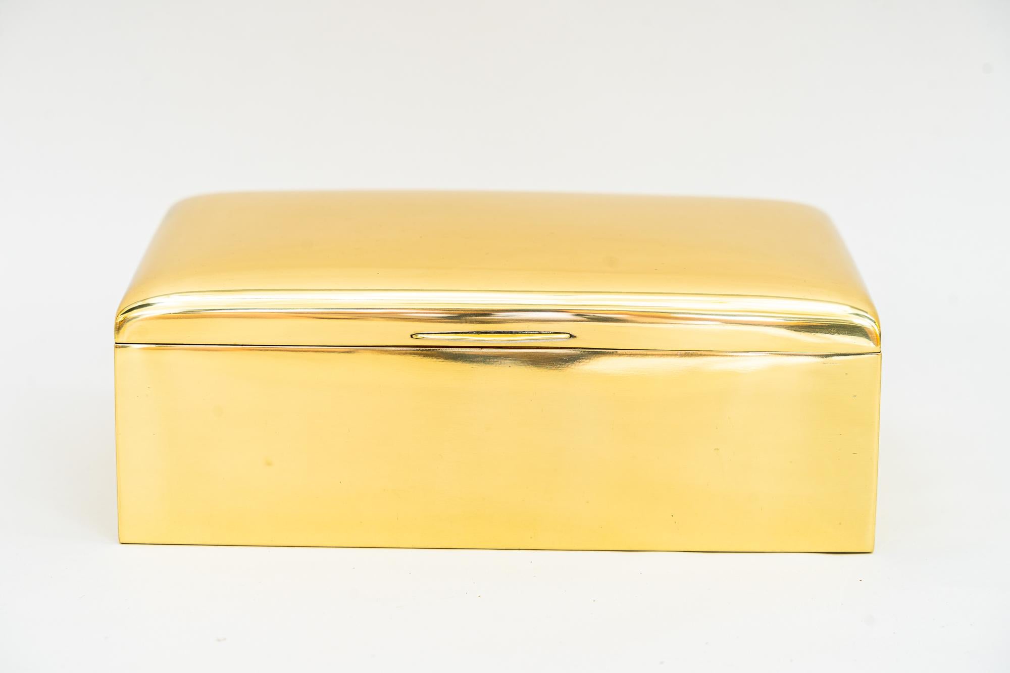 Big art deco jewelry box vienna around 1920s
Brass polished and stove enameled.