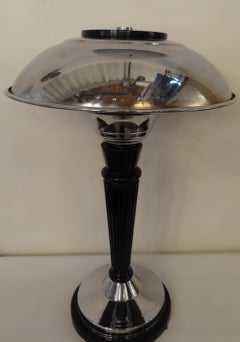 Big Art Deco Lamp, 1920, in Chrome and Wood, France