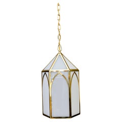 Big Art Deco Lantern with original Antique opal glass shades vienna around 1920