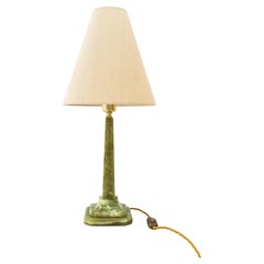 Big art deco marble table lamp with fabric shade vienna around 1920s