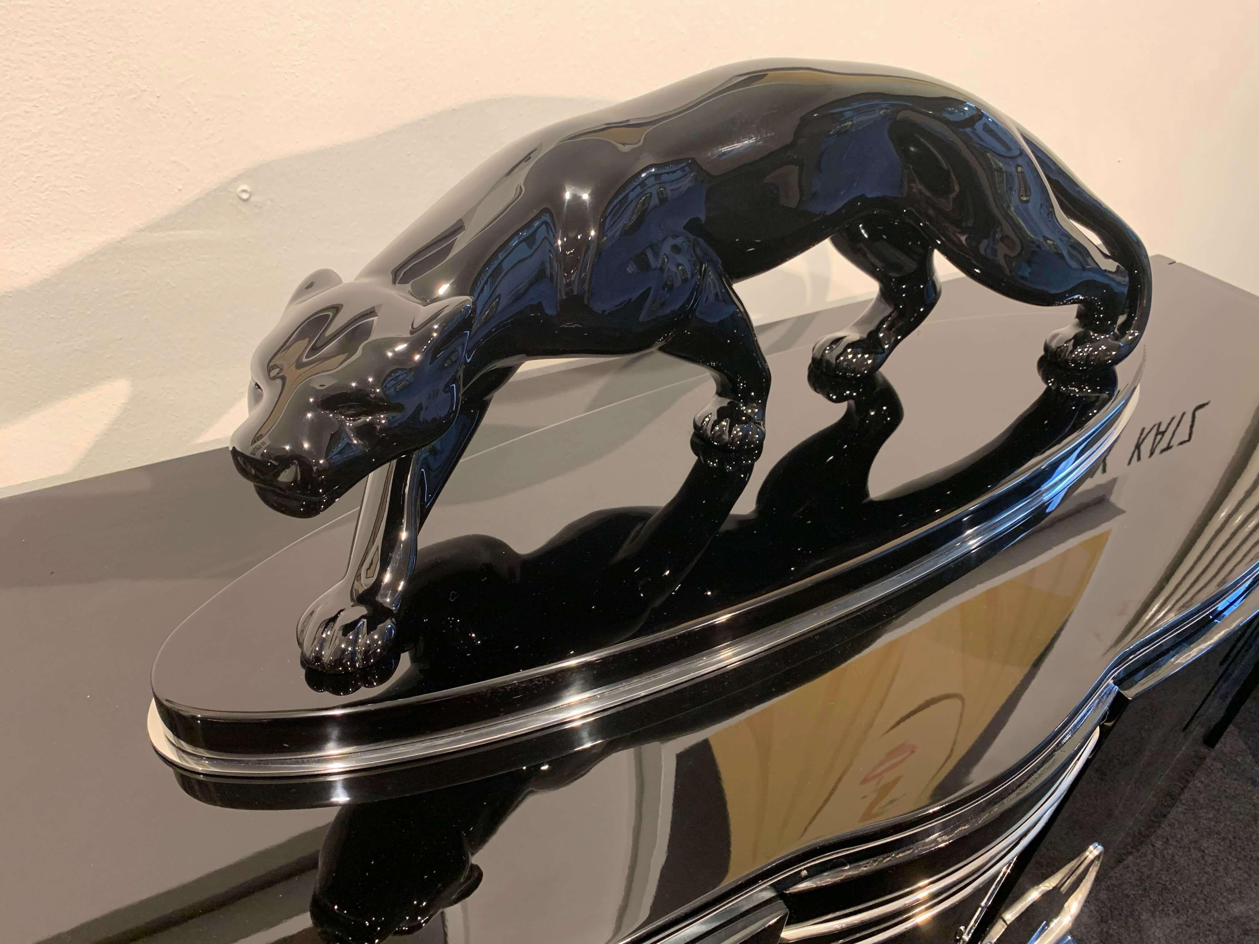 Mid-20th Century Big Art Deco Panther, Black Lacquer, France/Paris, circa 1940