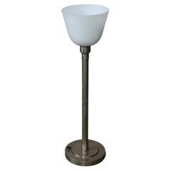 Big Art Deco Style Brushed Aluminum Table Lamp 