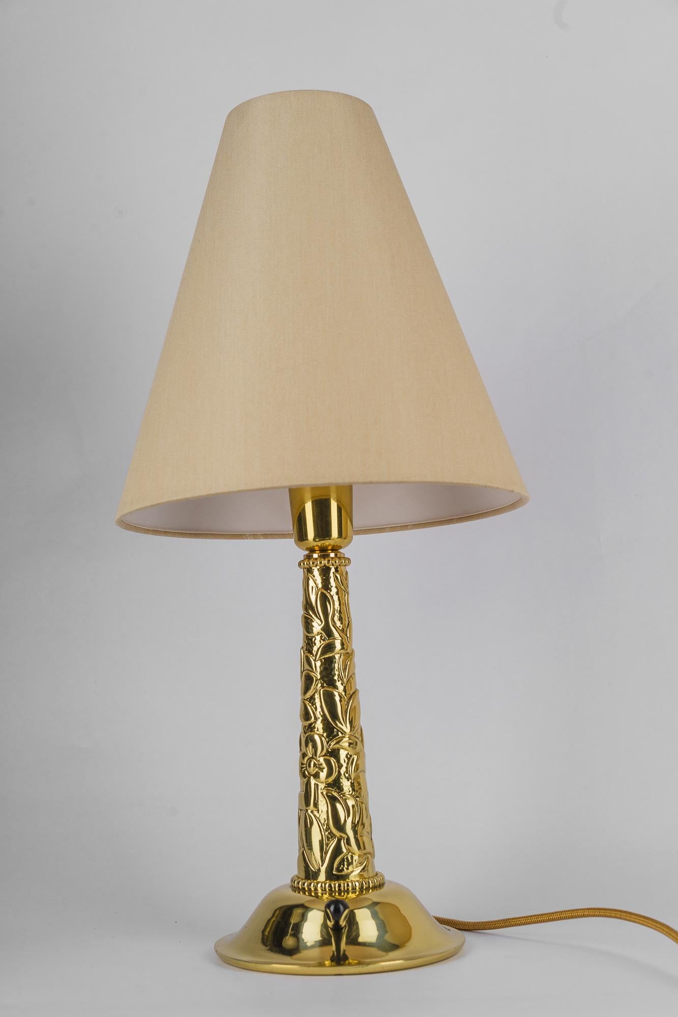 Big Art Deco Table lamp with Fabric shade around 1920s In Good Condition For Sale In Wien, AT