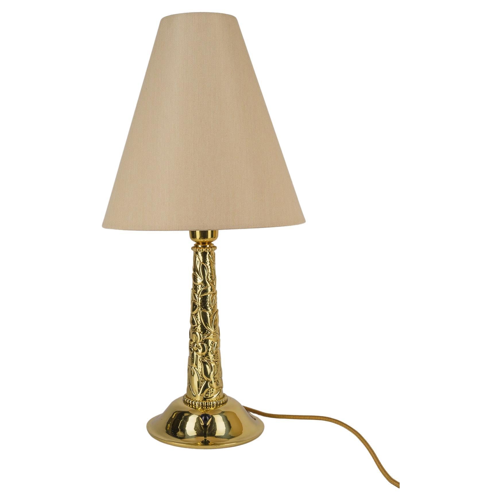 Big Art Deco Table lamp with Fabric shade around 1920s For Sale