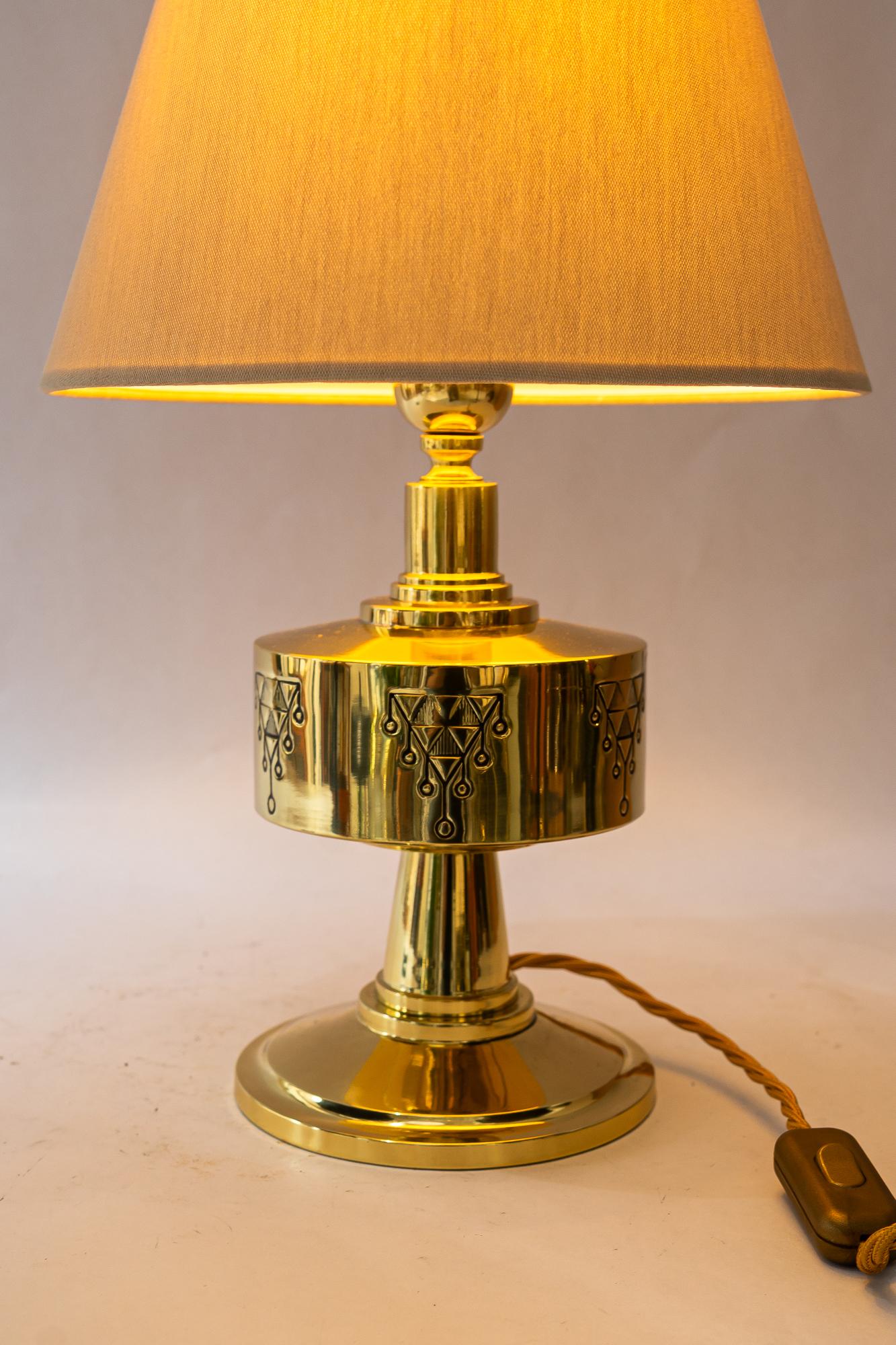 Bigli Art Deco Tischlampe mit Stoffschirm Wien um 1920 im Angebot 3