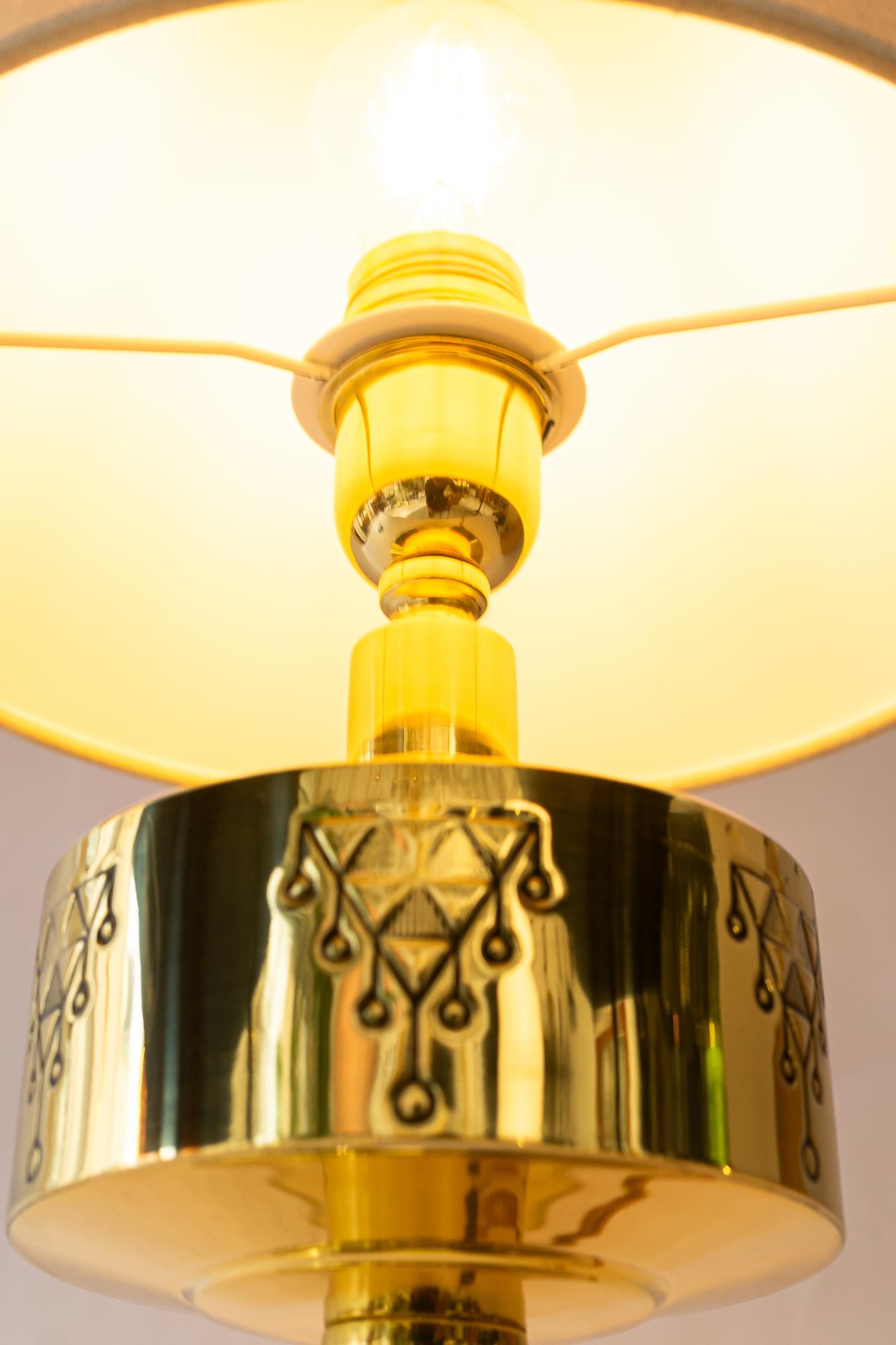 Bigli Art Deco Tischlampe mit Stoffschirm Wien um 1920 im Angebot 4