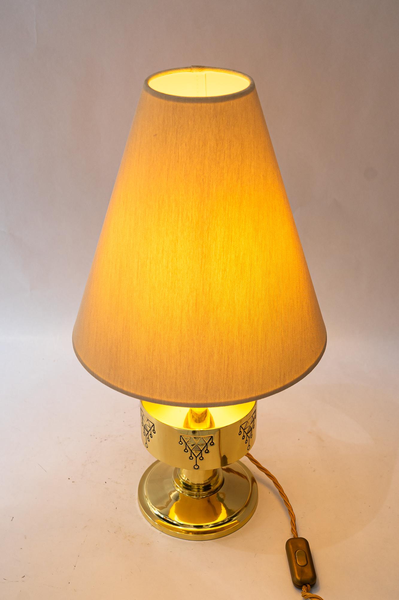 Bigli Art Deco Tischlampe mit Stoffschirm Wien um 1920 im Angebot 5