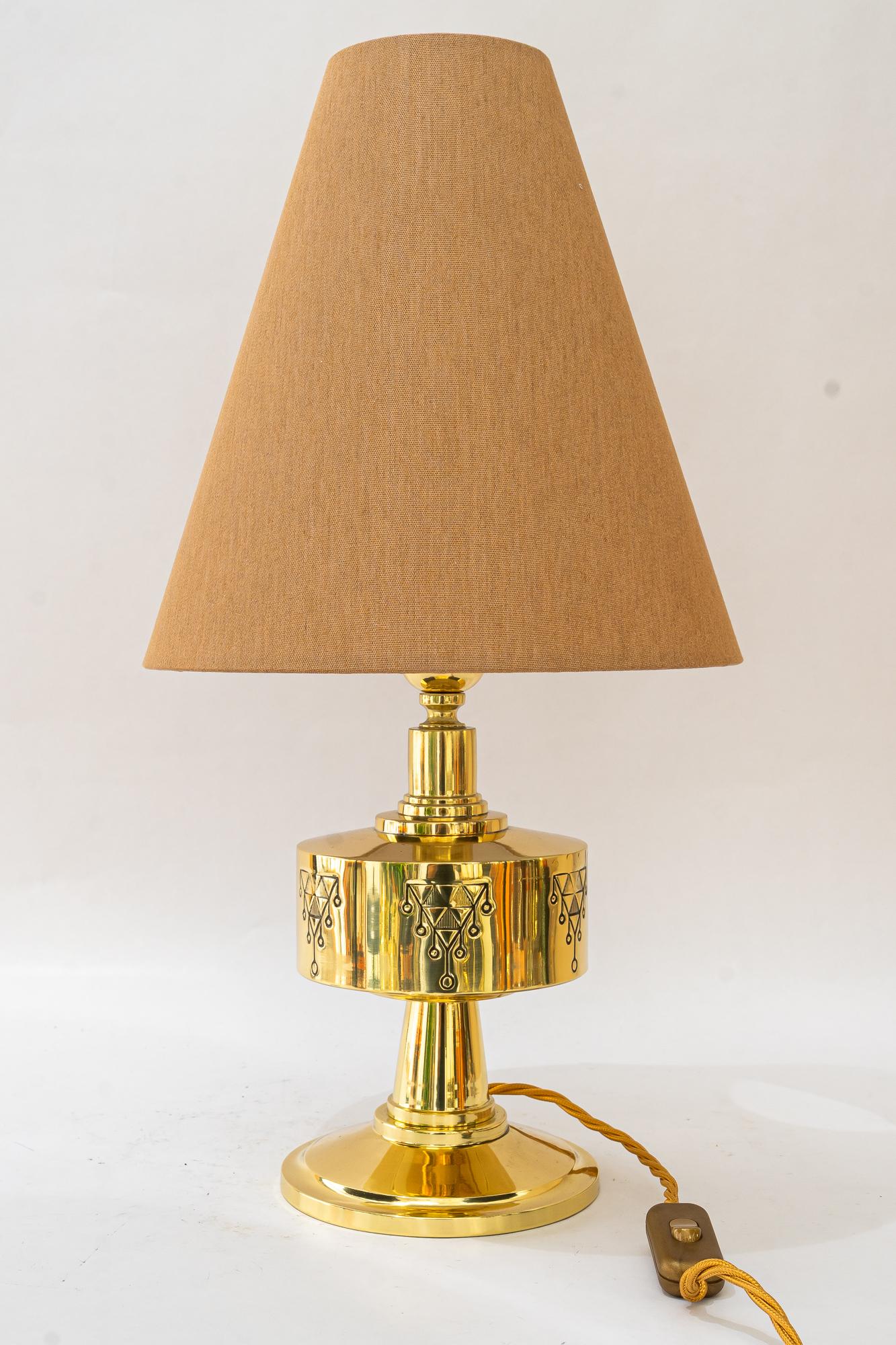 Bigli Art Deco Tischlampe mit Stoffschirm Wien um 1920 im Angebot 6