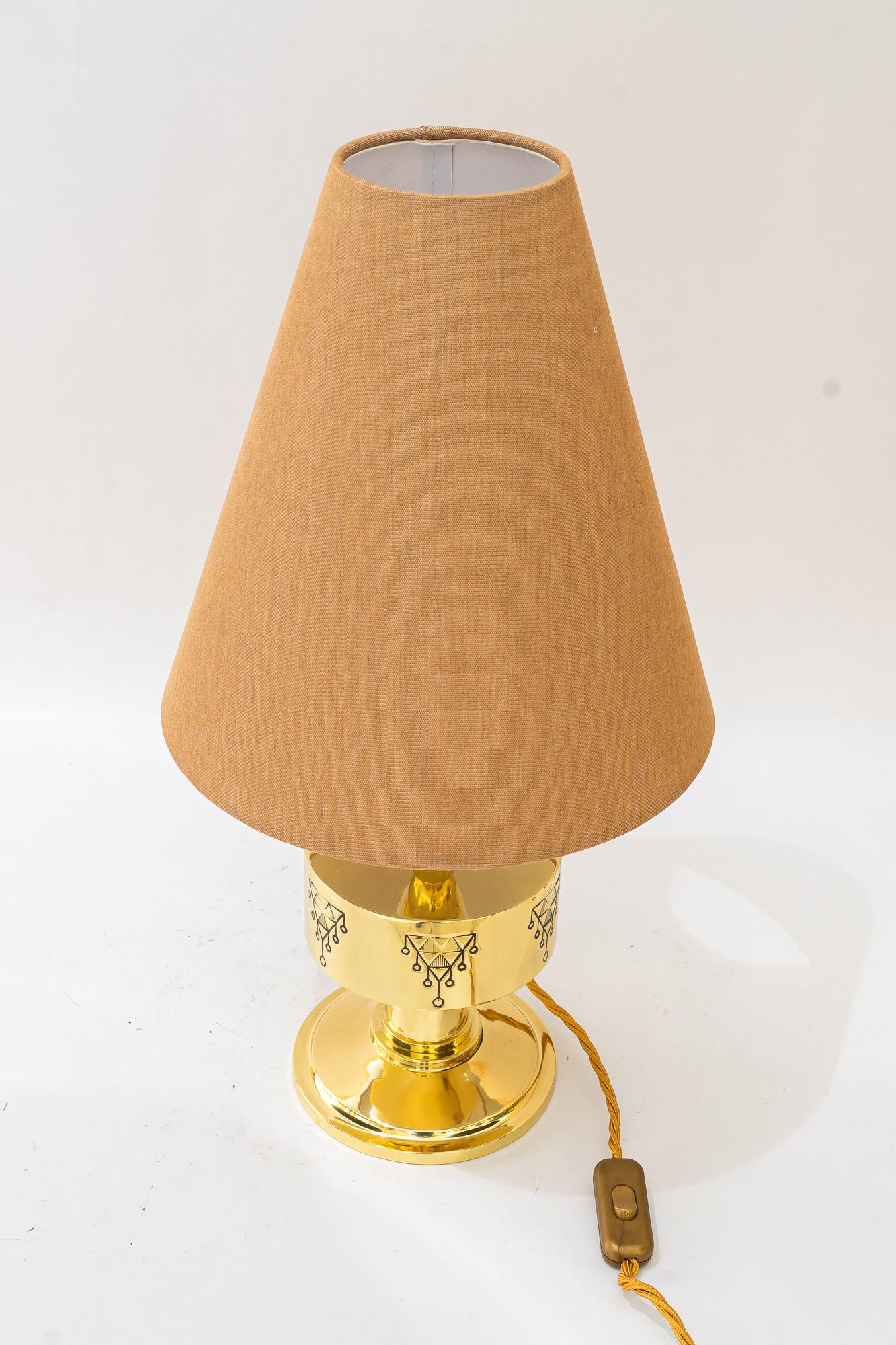 Bigli Art Deco Tischlampe mit Stoffschirm Wien um 1920 im Angebot 7