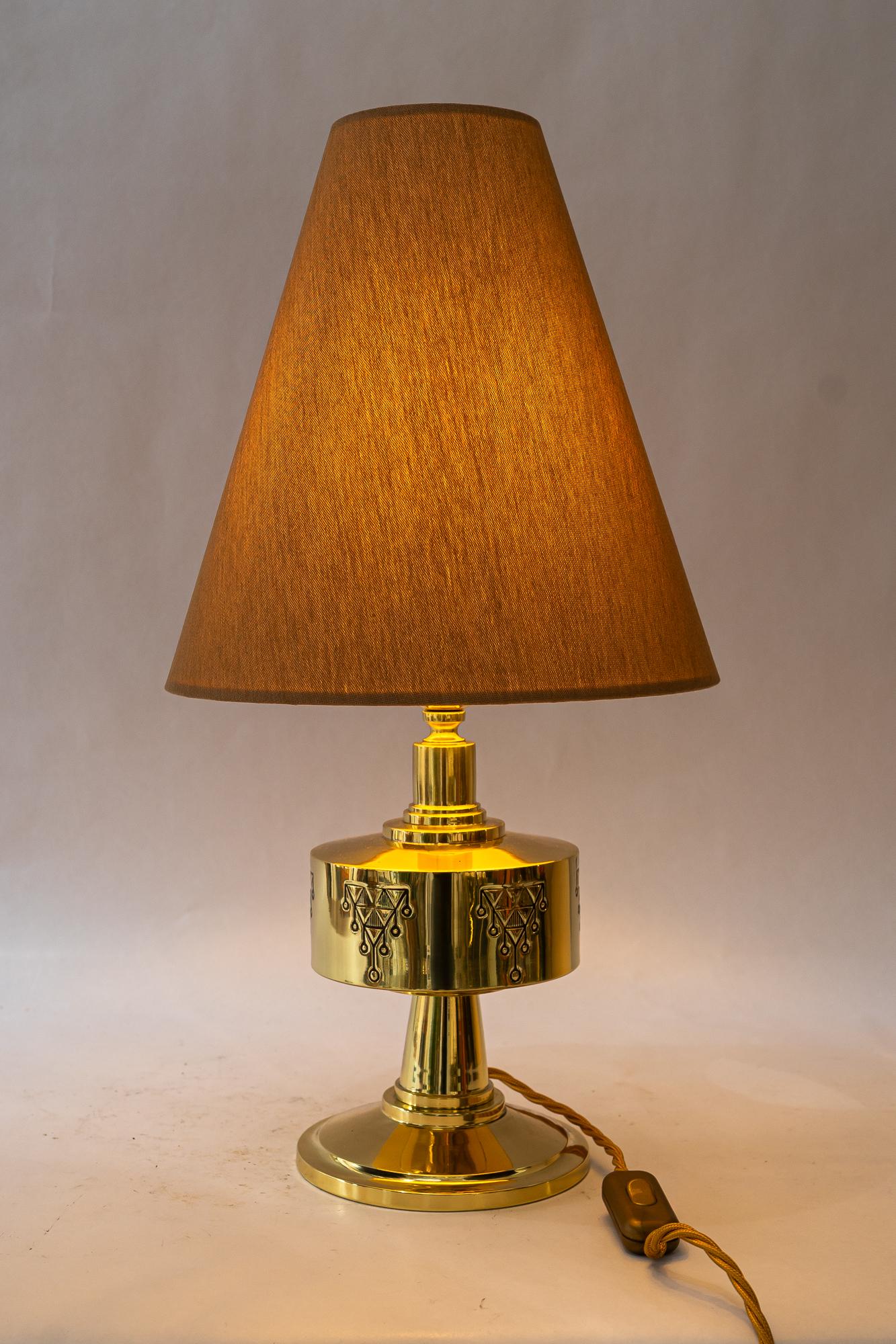 Bigli Art Deco Tischlampe mit Stoffschirm Wien um 1920 im Angebot 8