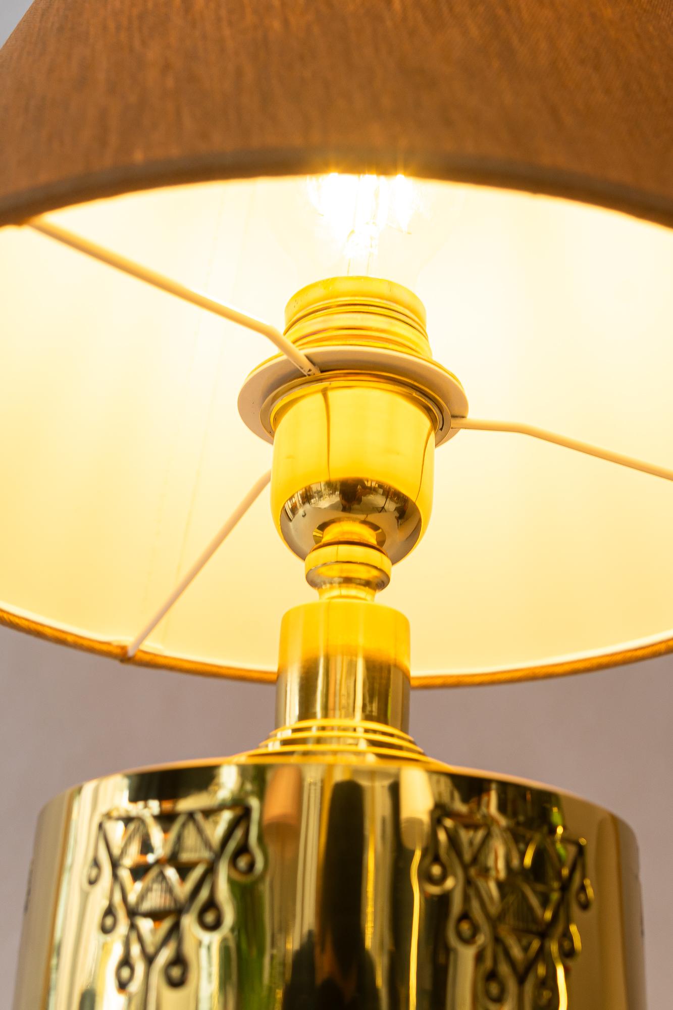 Bigli Art Deco Tischlampe mit Stoffschirm Wien um 1920 im Angebot 11