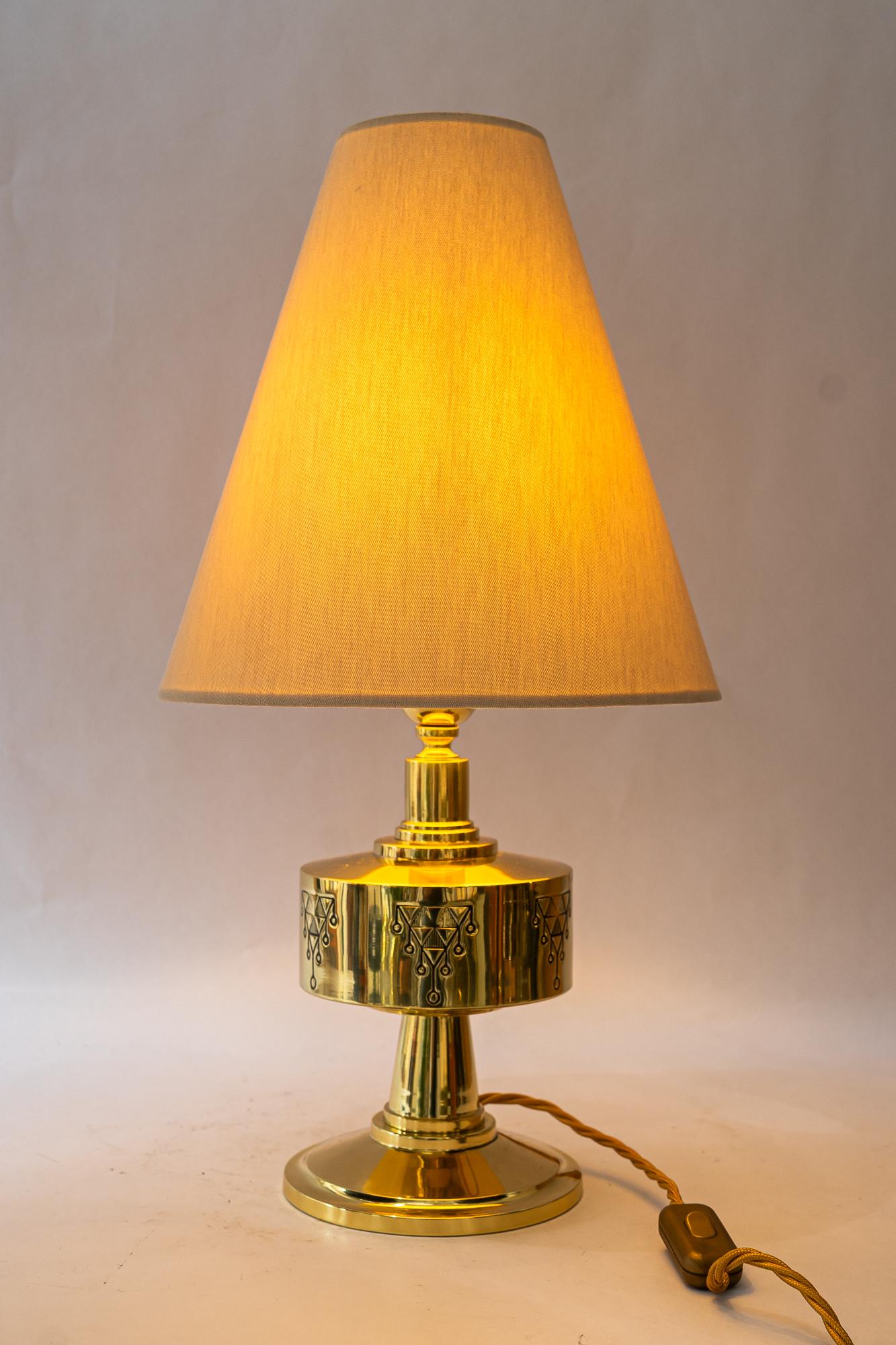 Bigli Art Deco Tischlampe mit Stoffschirm Wien um 1920 im Angebot 2