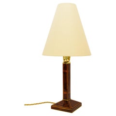 Used Big Art deco Table lamp wood with inlay vienna around 1920s