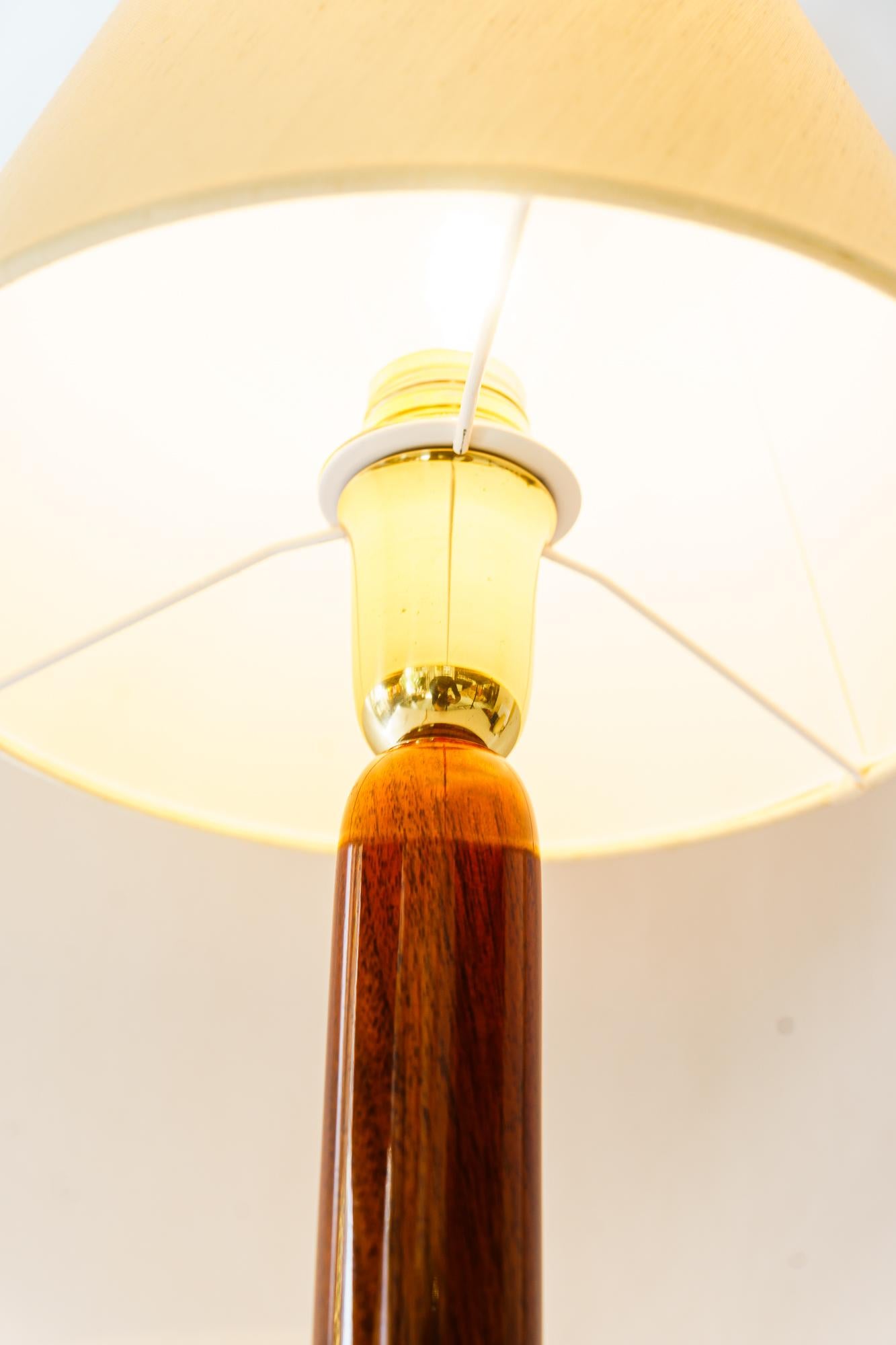 Big Art Deco wood Table lamp vienna around 1930s For Sale 3