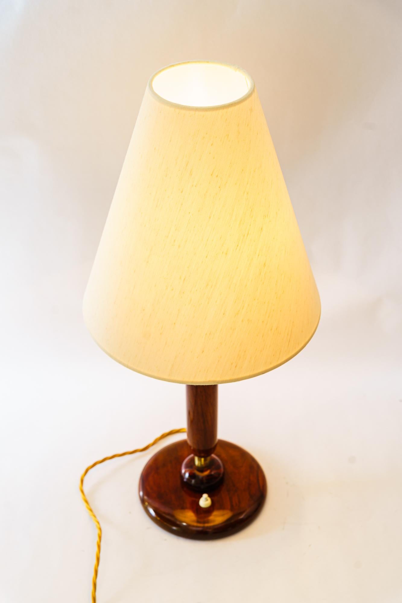 Big Art Deco wood Table lamp vienna around 1930s For Sale 4