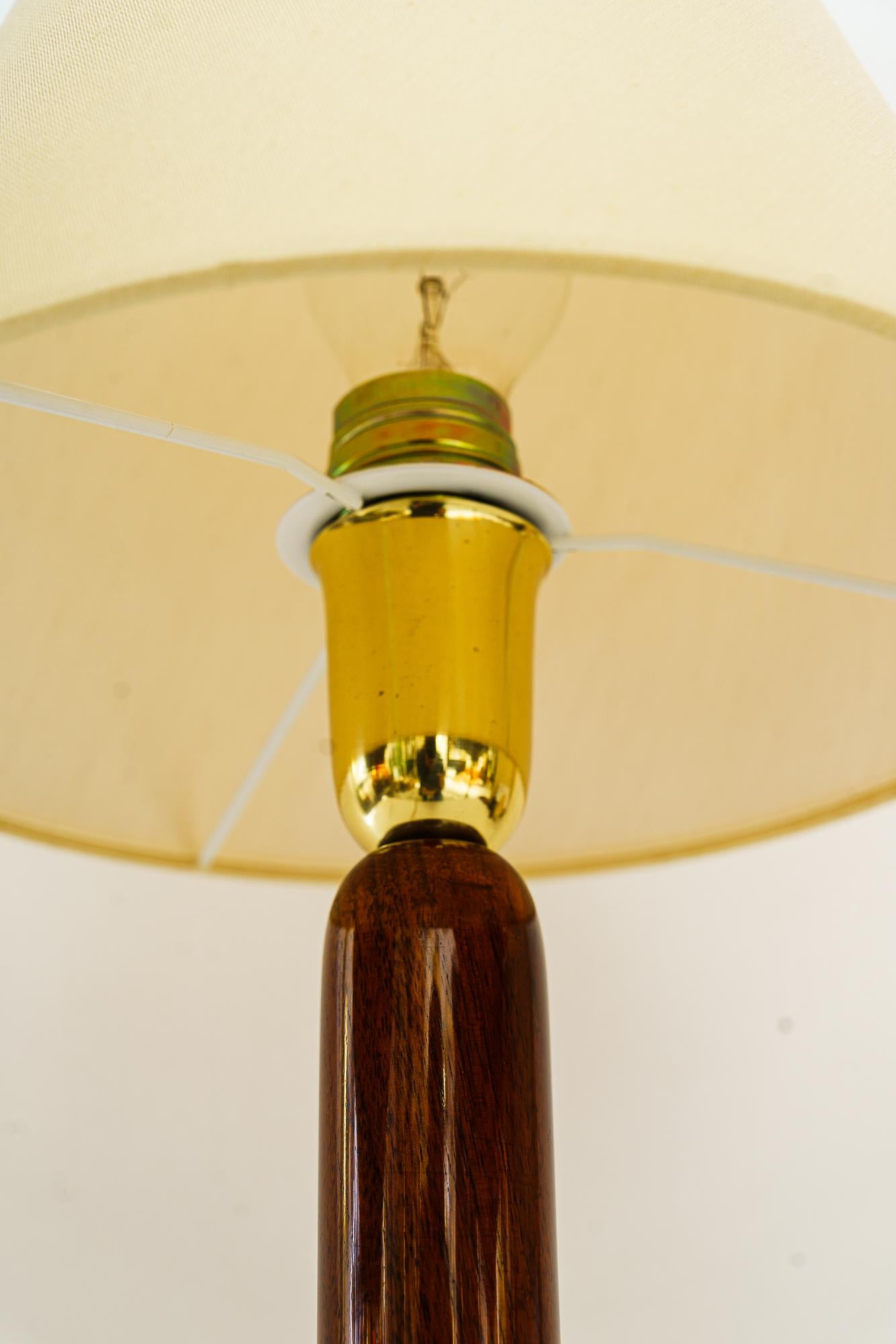Lacquered Big Art Deco wood Table lamp vienna around 1930s For Sale
