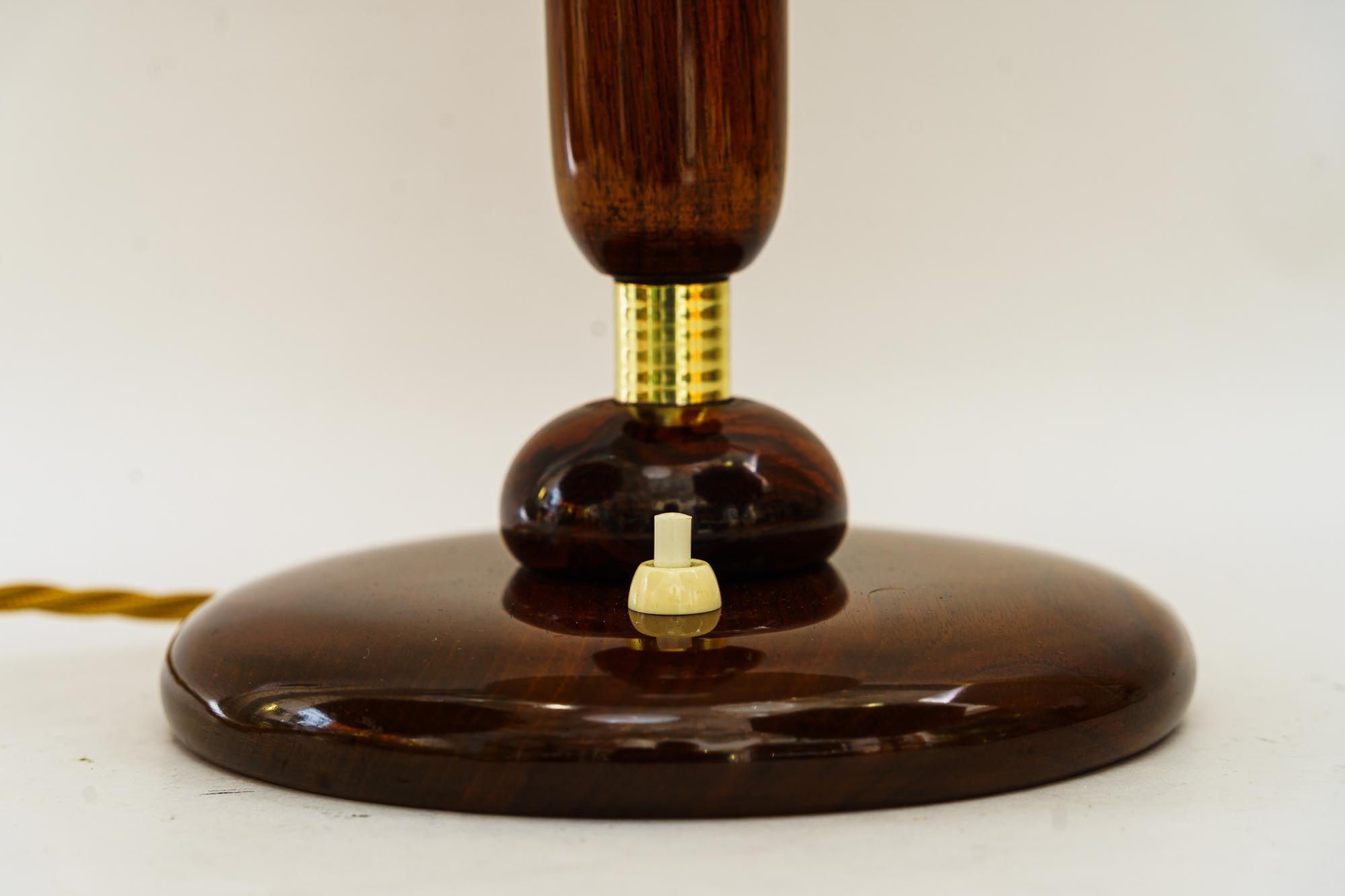 Big Art Deco wood Table lamp vienna around 1930s In Good Condition For Sale In Wien, AT