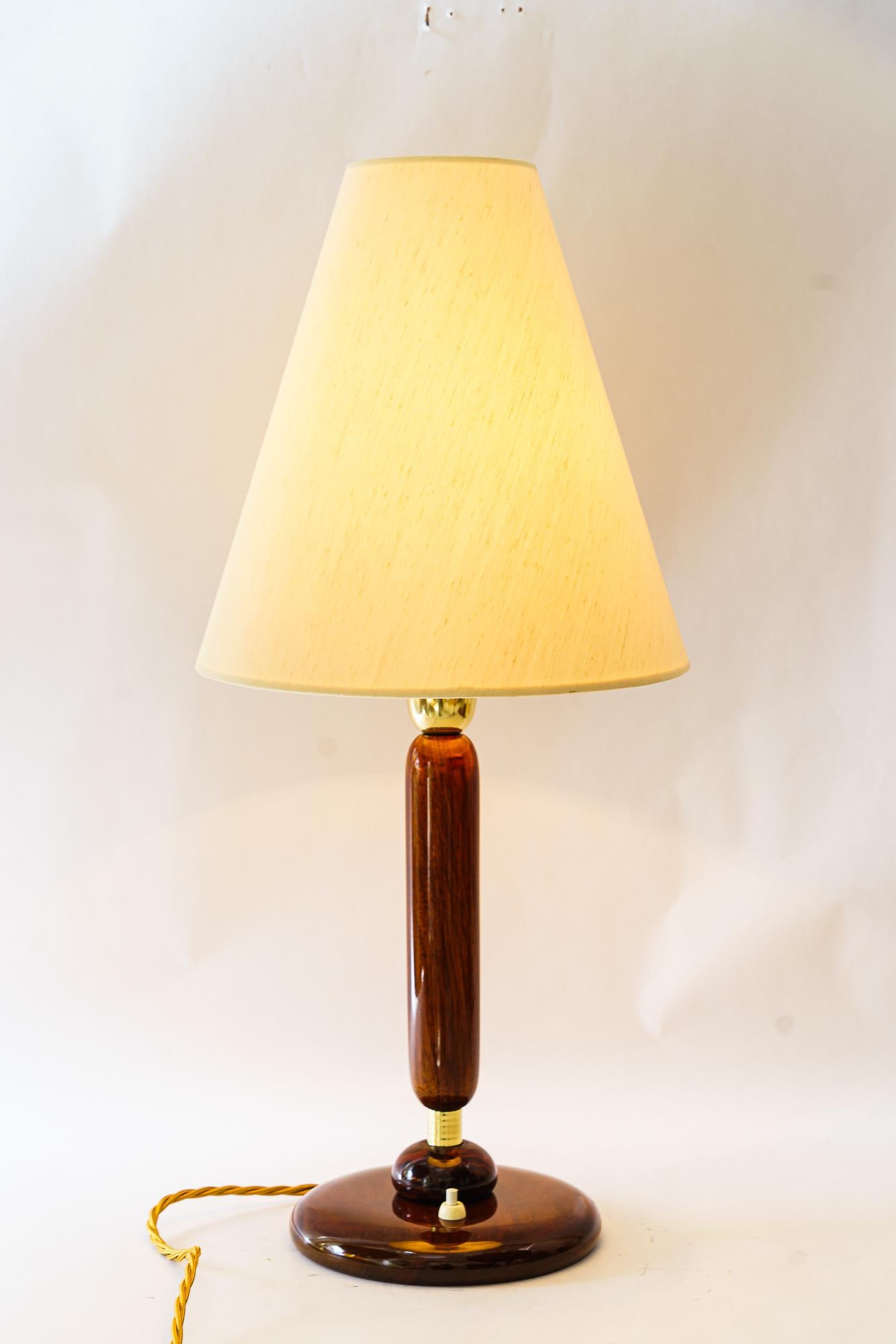 Big Art Deco wood Table lamp vienna around 1930s For Sale 1