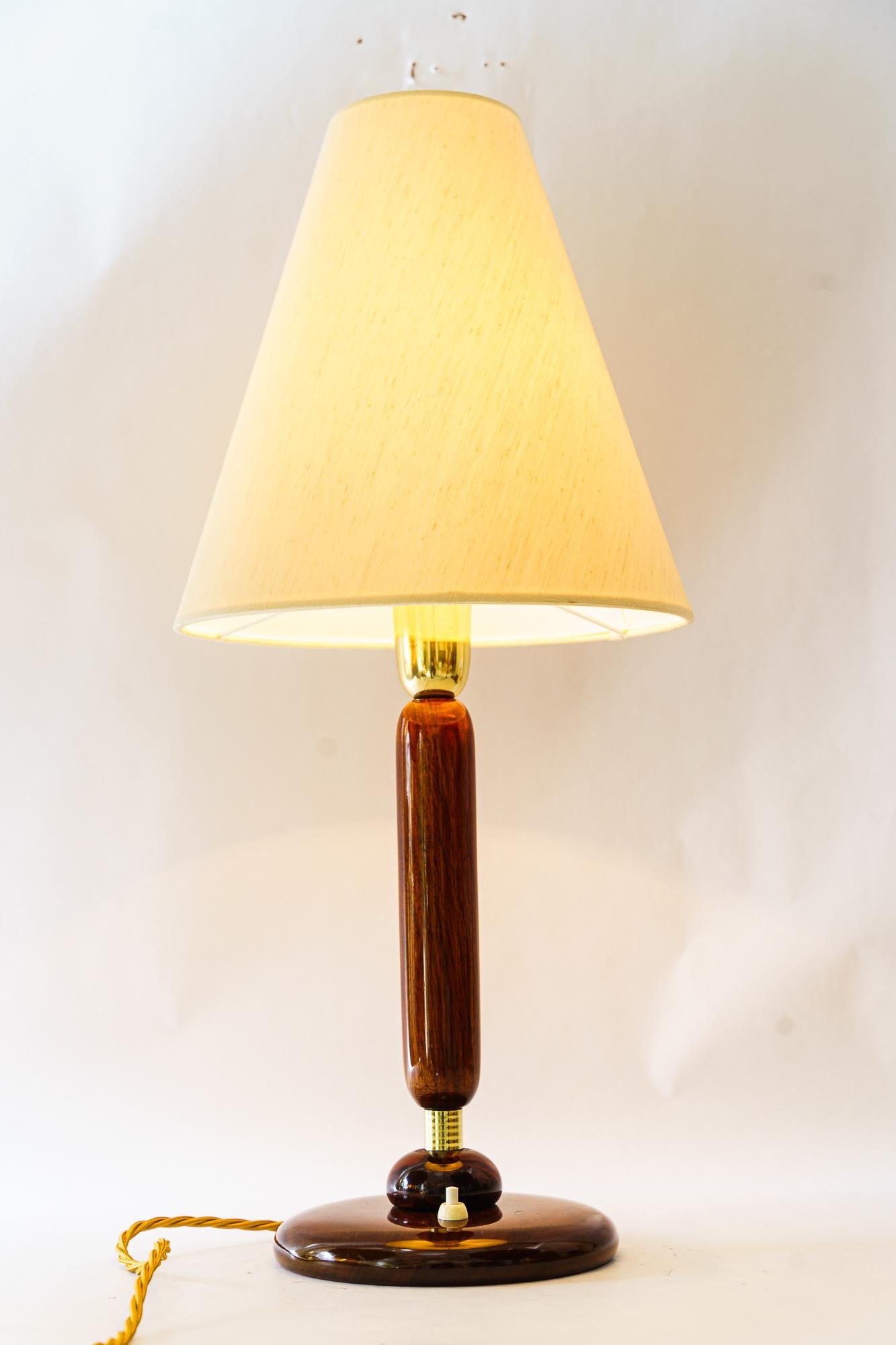 Big Art Deco wood Table lamp vienna around 1930s For Sale 2